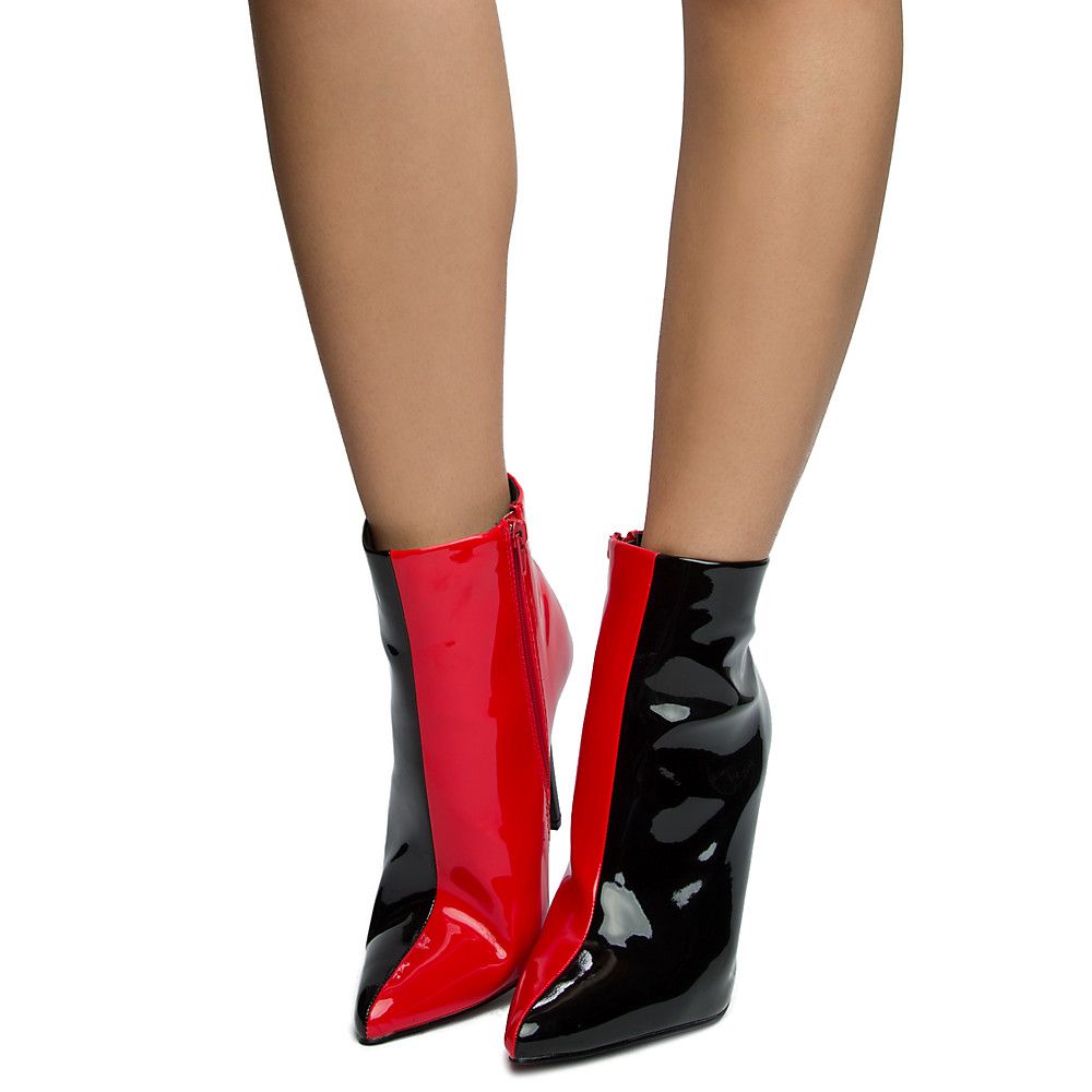 Sock Boots Red Patent Leather Boots Forever 21 LILIANA Women's