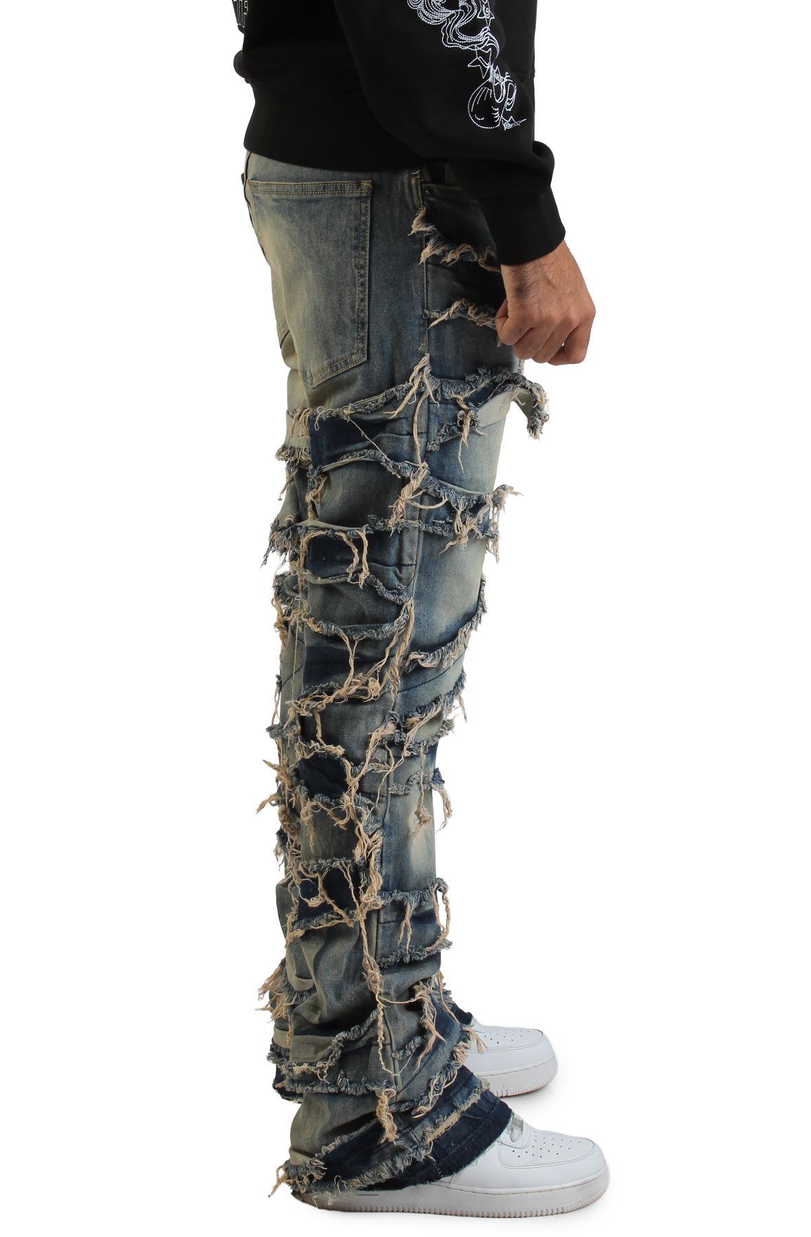 REBEL MINDS Khaos Shredded Jean 952-637MID - Shiekh
