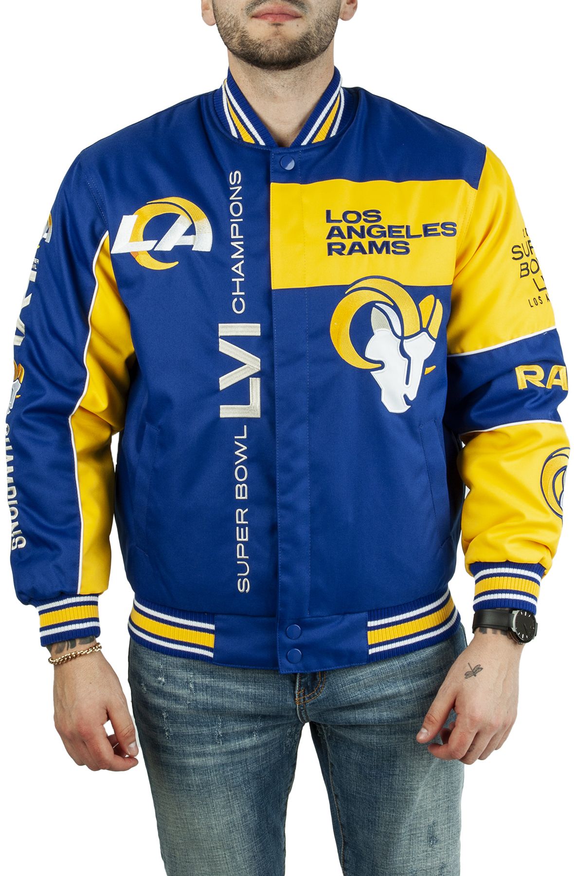 Los Angeles Rams Super Bowl LVI Champions Full-Snap Leather Jacket