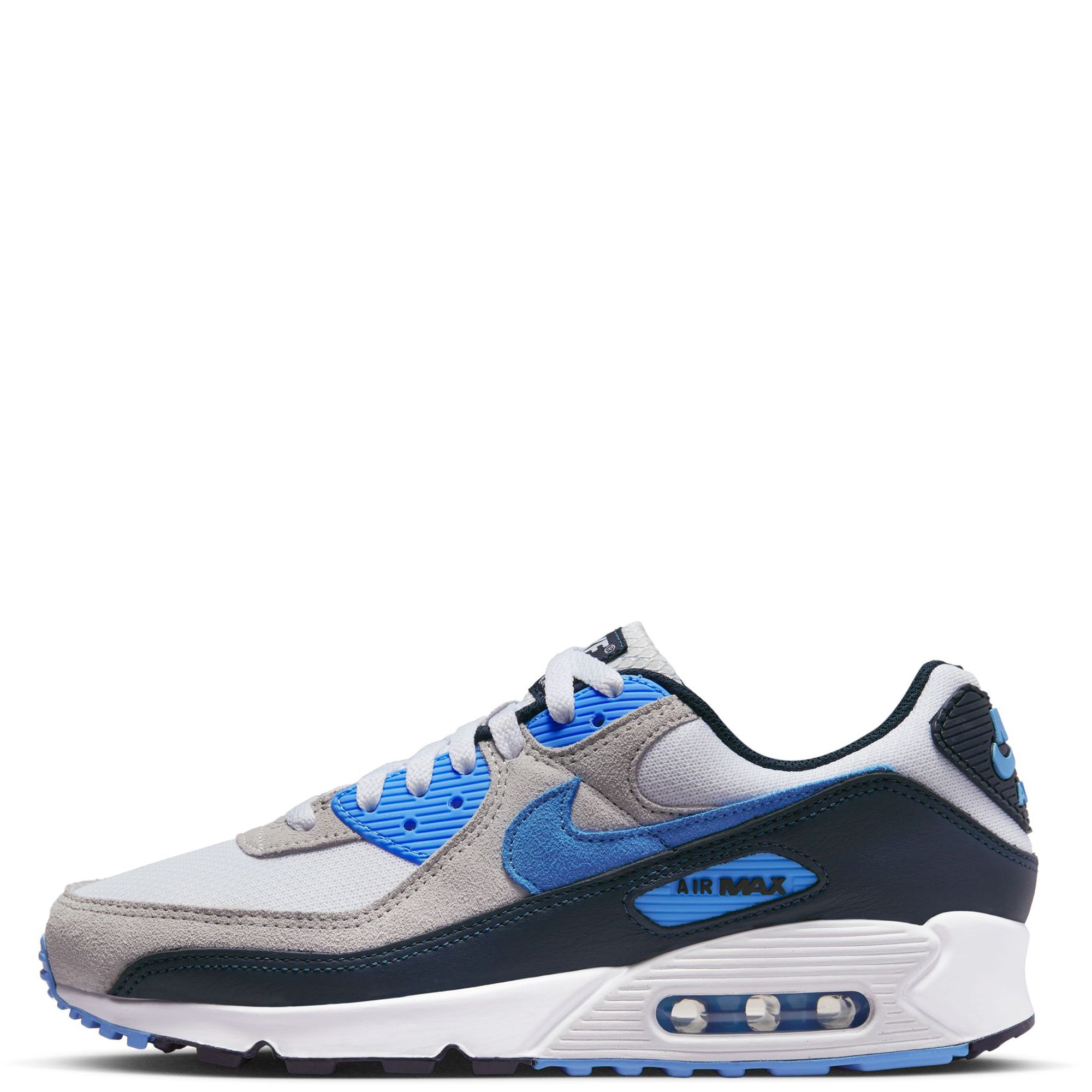 Nike Men's Air Max 90 Shoes, Size 8, White/University Blue