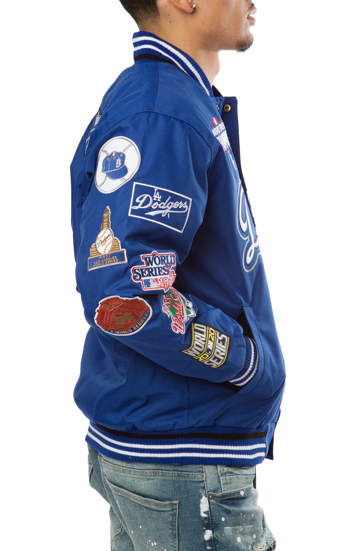 Men's Los Angeles Dodgers JH Design Royal 2020 World Series Champions  Poly-Twill Full-Snap Jacket with Embroidered Logos
