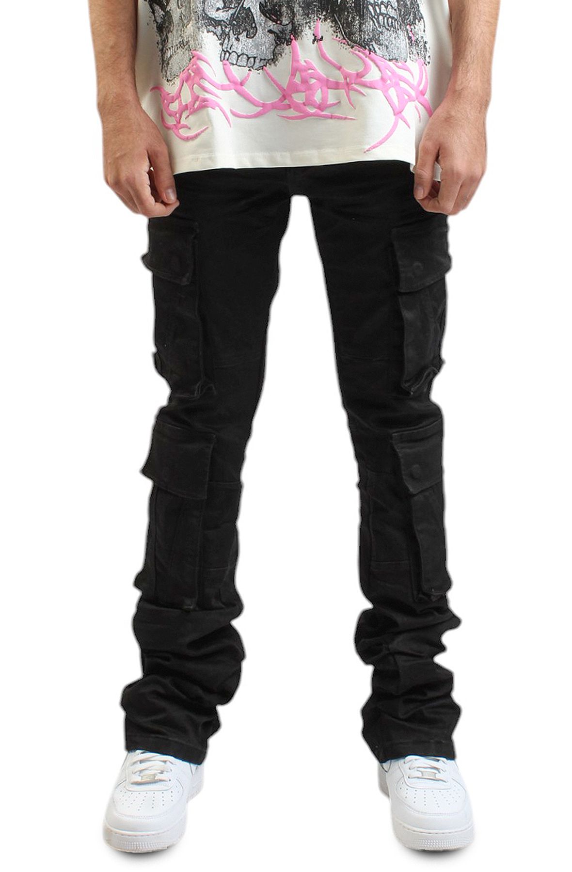 SMOKE RISE Multi Cargo Stacked Jean JP25143SK-BLK - Shiekh