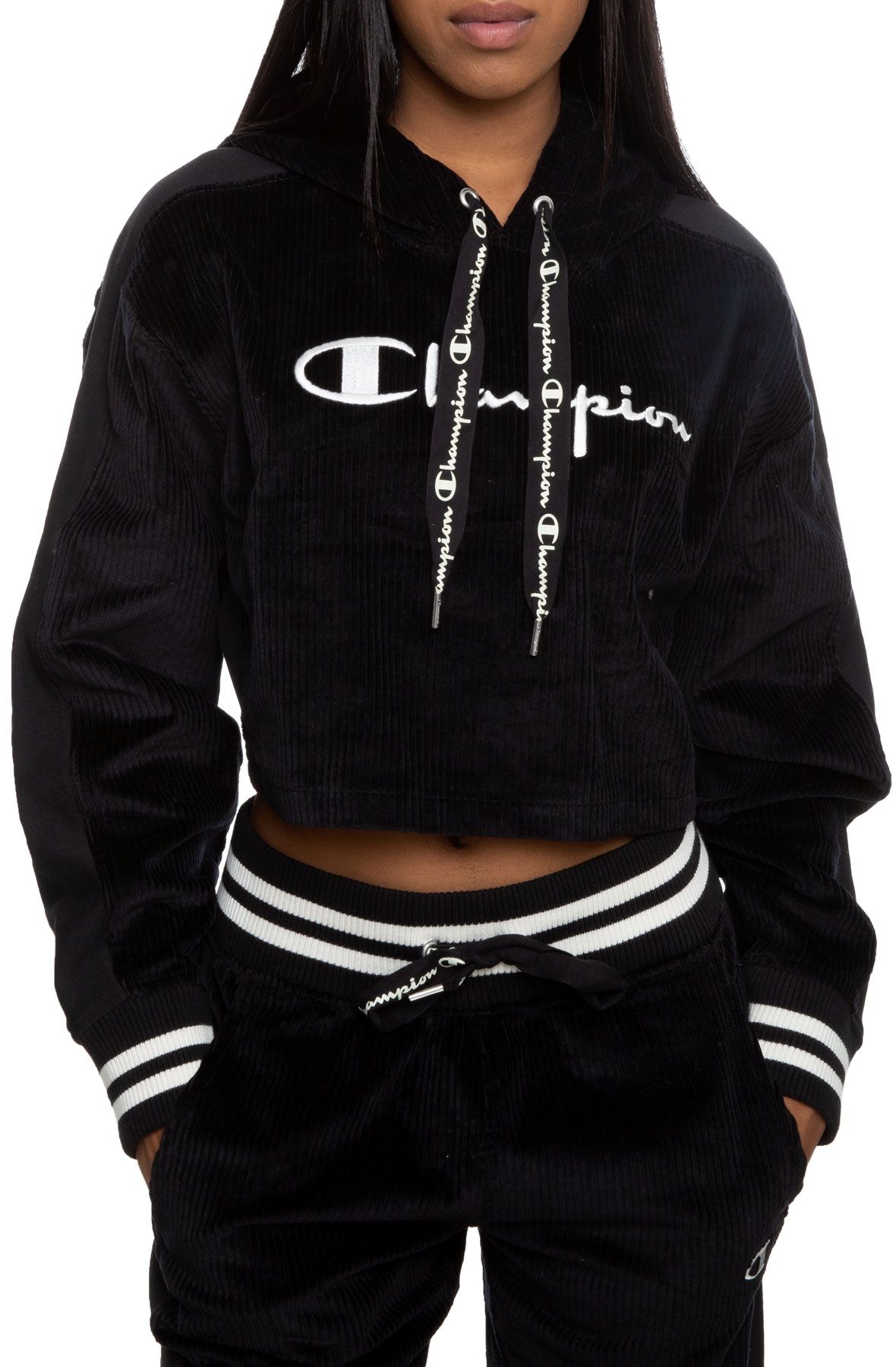 cropped champion hoodie black