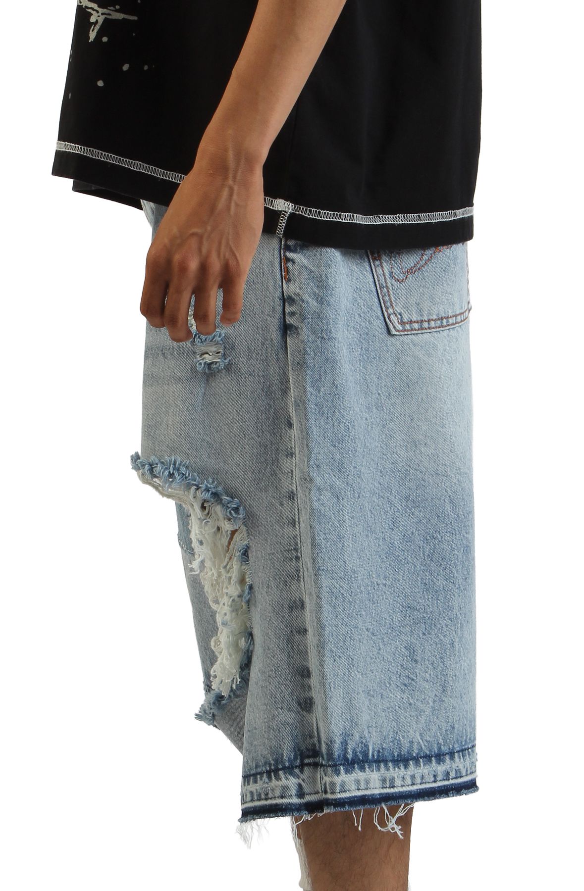 新品　SUGARHILL★24SS CRASHED DENIM SHORTS Sugarhill Cruel Denim Short 'Dark Blue Wash|SH25-SPR2-53-DBW