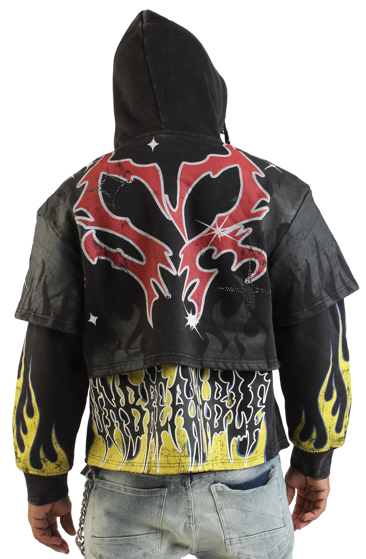 SMOKE RISE Unbreakable Layered Hoodie FO25617SK-GRA - Shiekh