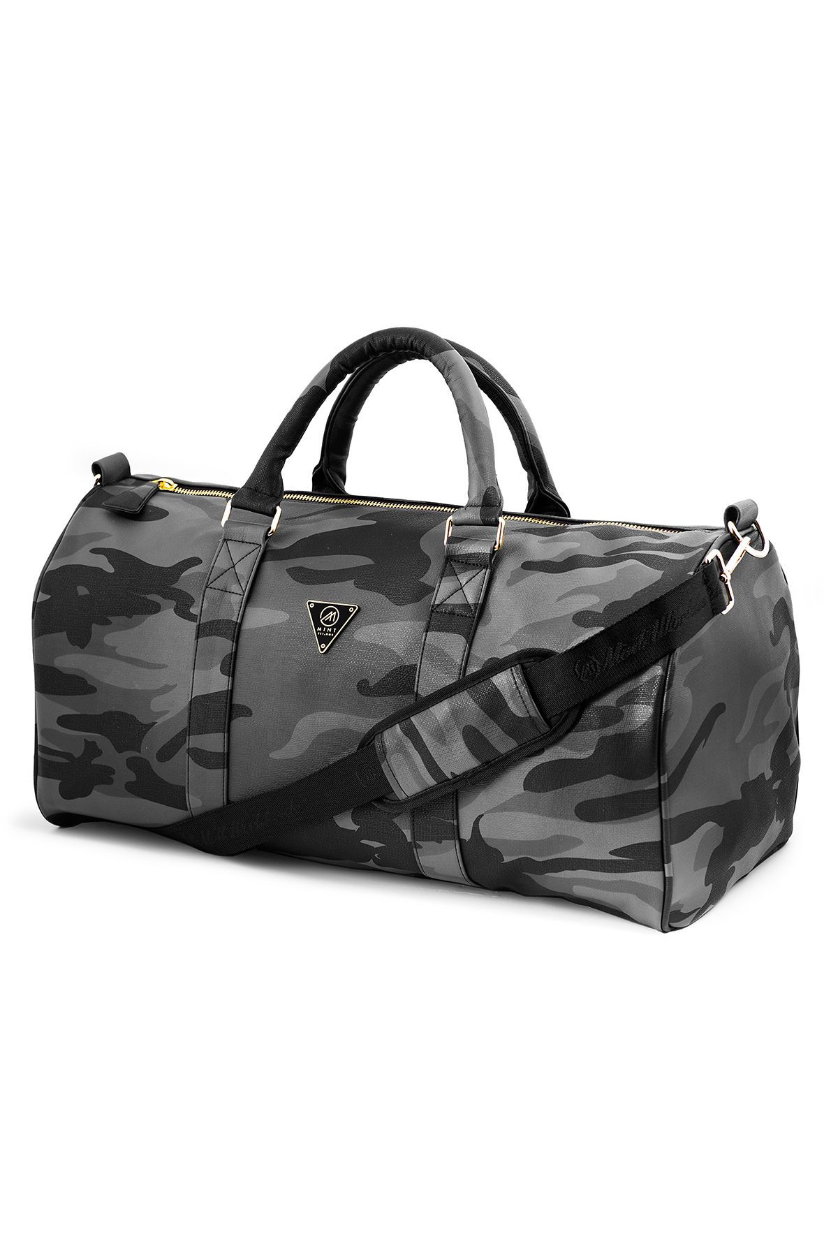 camo leather duffle bag