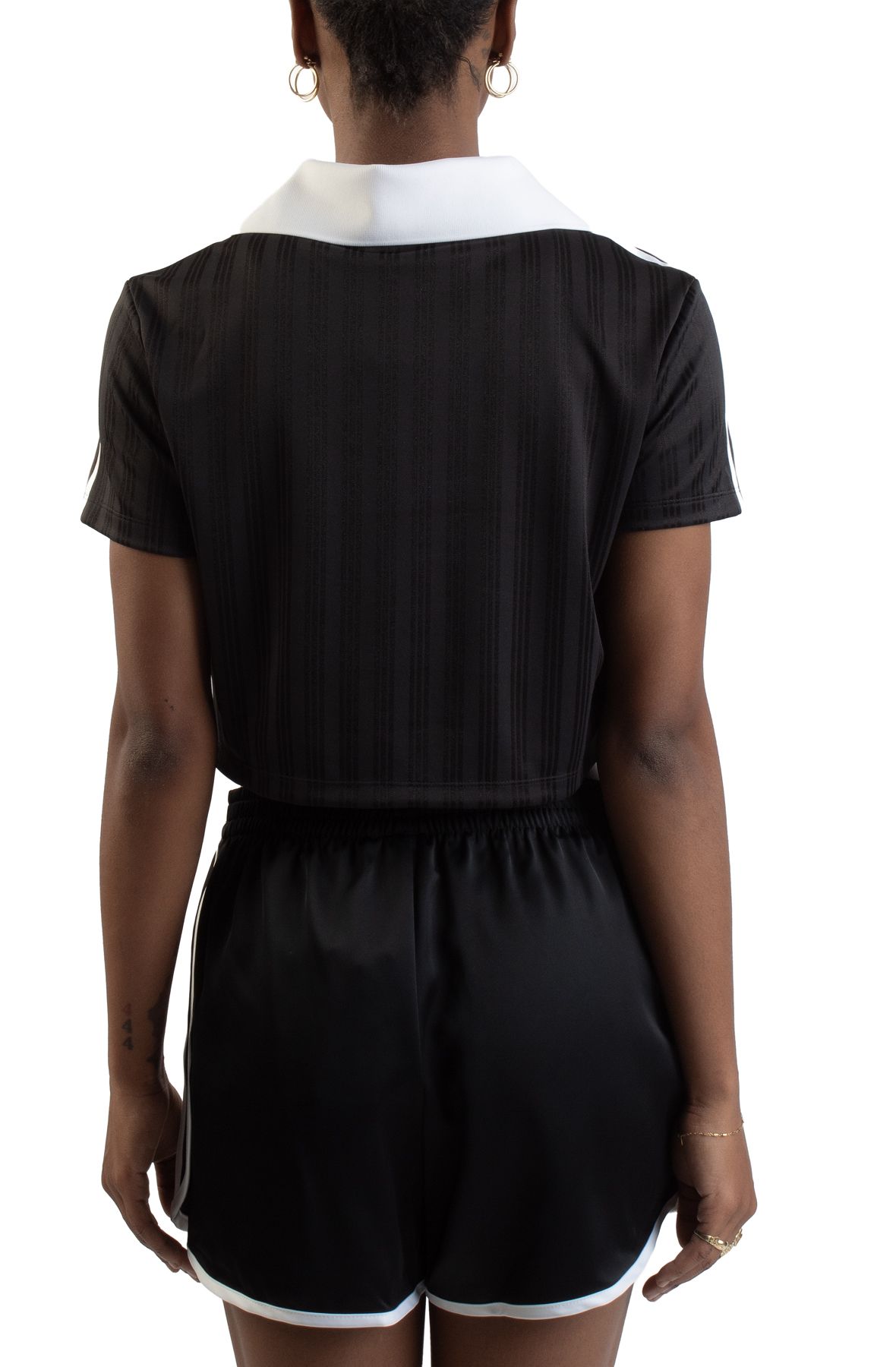 ADIDAS Adicolor Football Jacquard V-Neck Crop Polo Shirt
