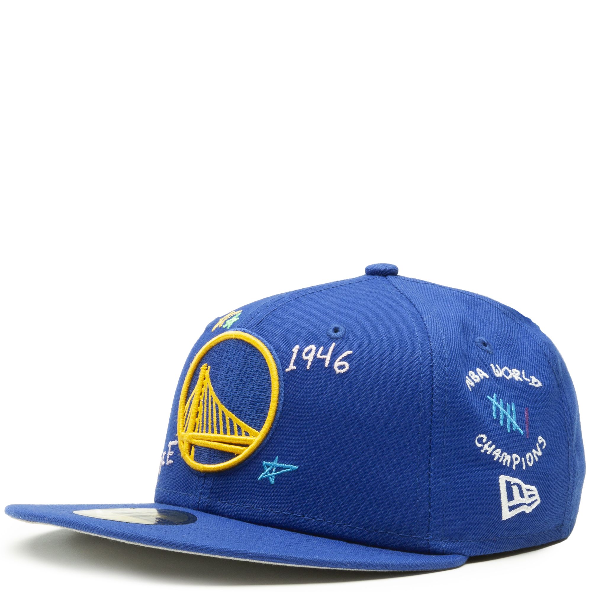 New Era x BC 59FIFTY Golden State Warriors Jersey Logo Dark Royal Blue Red White Fitted Hat