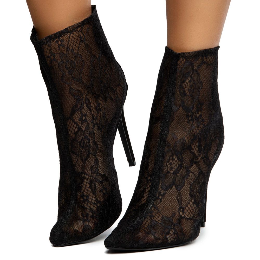 black lace bootie