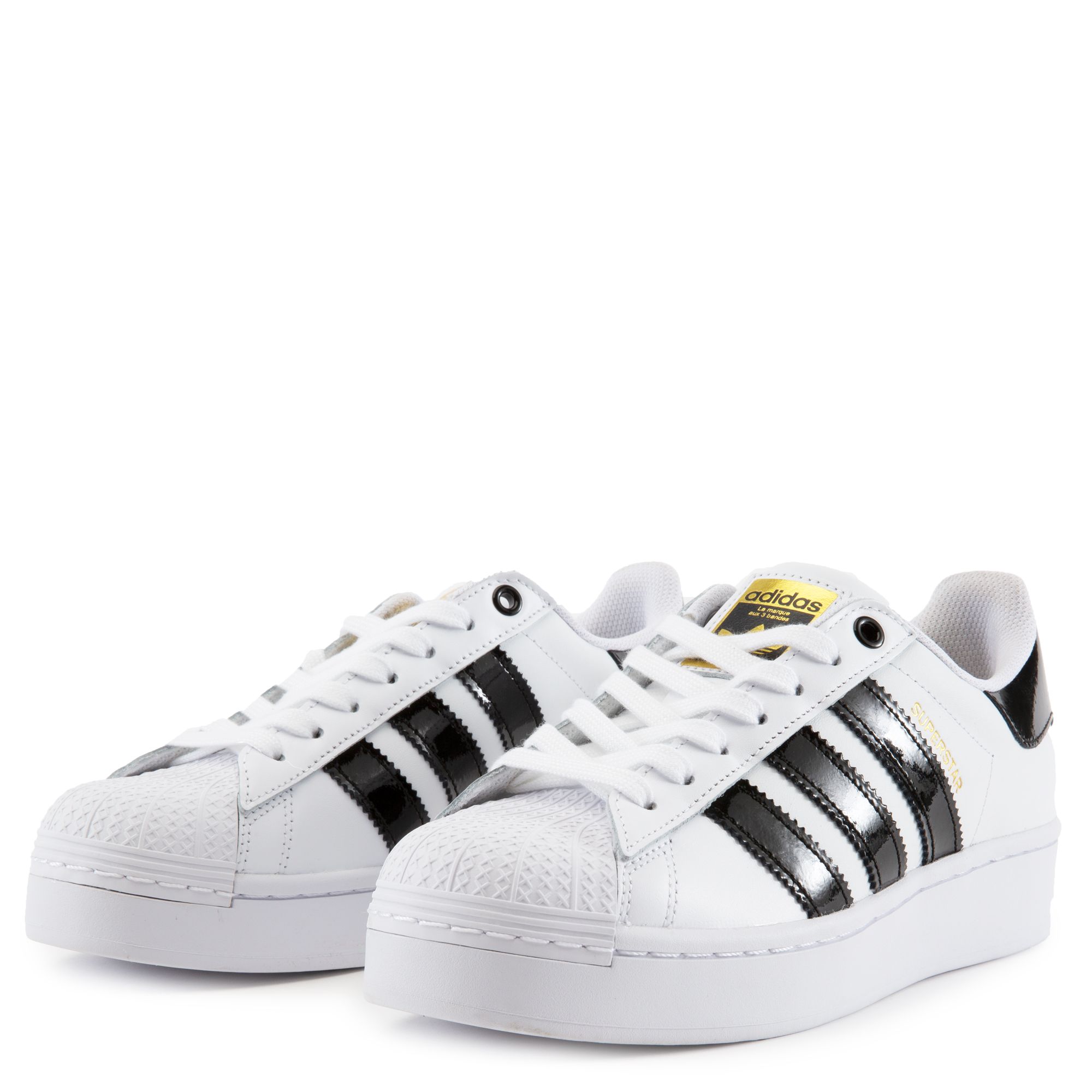 adidas superstar white and gold and black