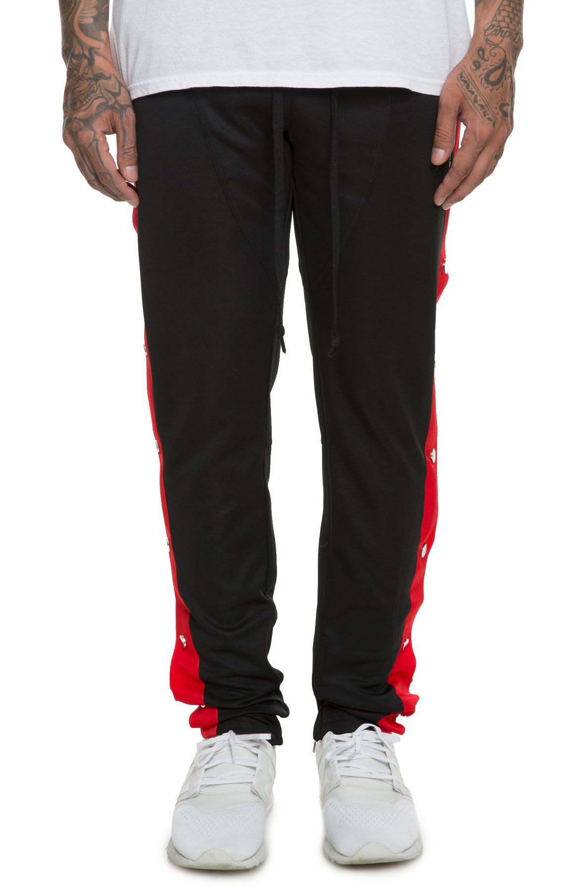 LIFTED ANCHORS The Drexler Snap Track Pants in Black and Red LAAO-1BRED ...