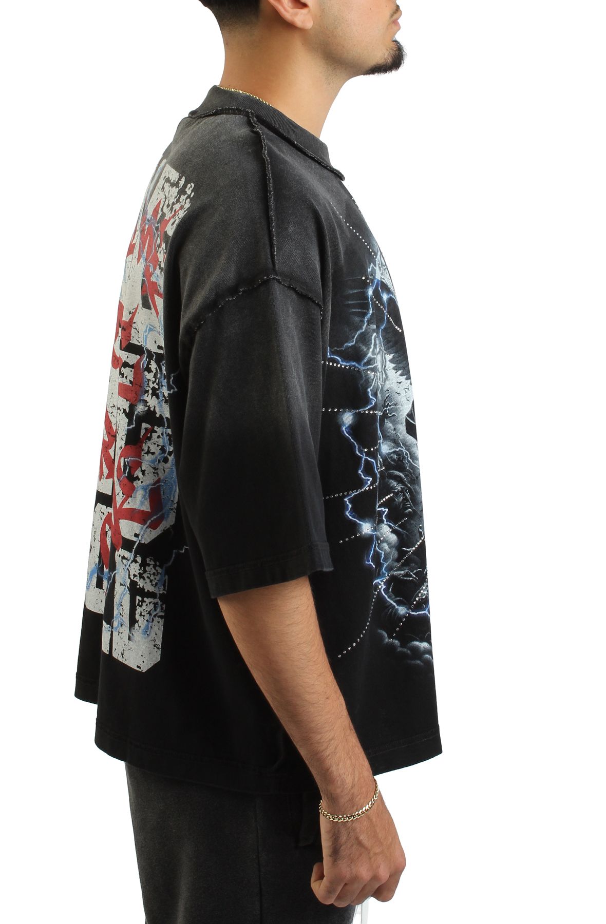RARE PEACE Mad Angel Crop T-Shirt RT5009-BLK - Shiekh