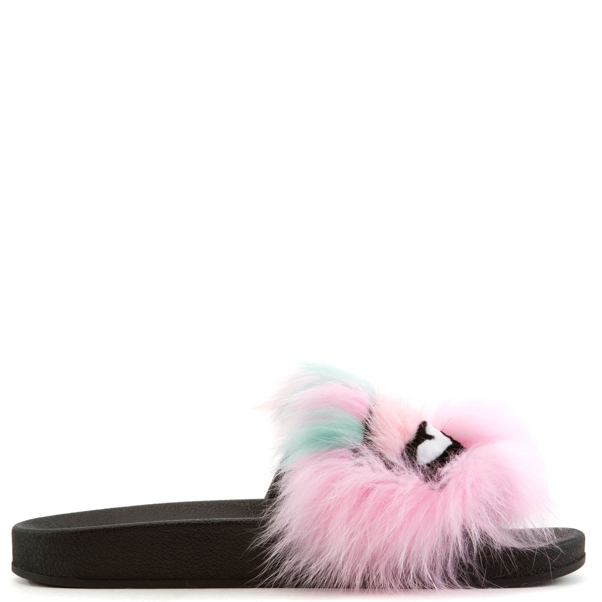 Cape Robbin Mochi-Shi Fur Slides