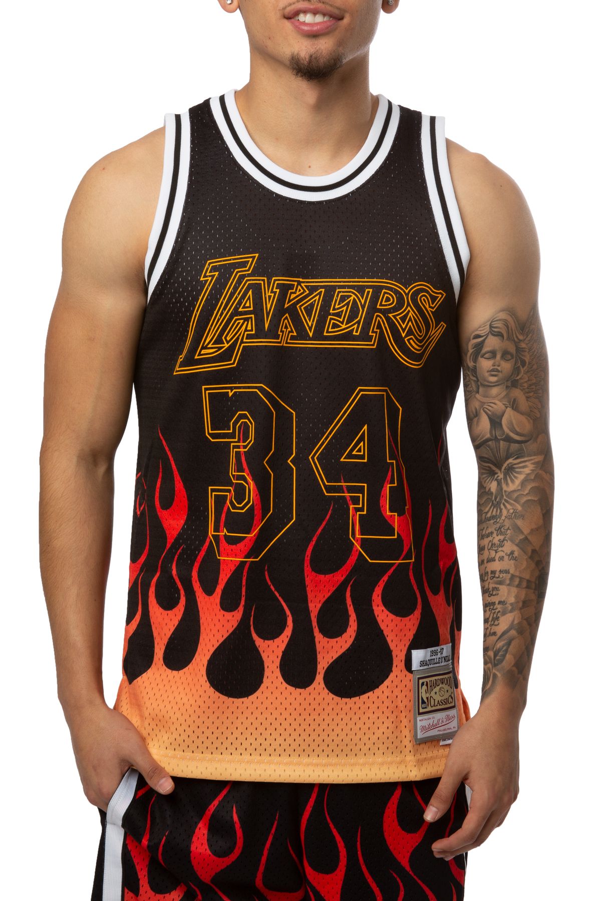 SHAQUILLE O'NEAL LOS ANGELES LAKERS FLAMES 1996-97 JERSEY