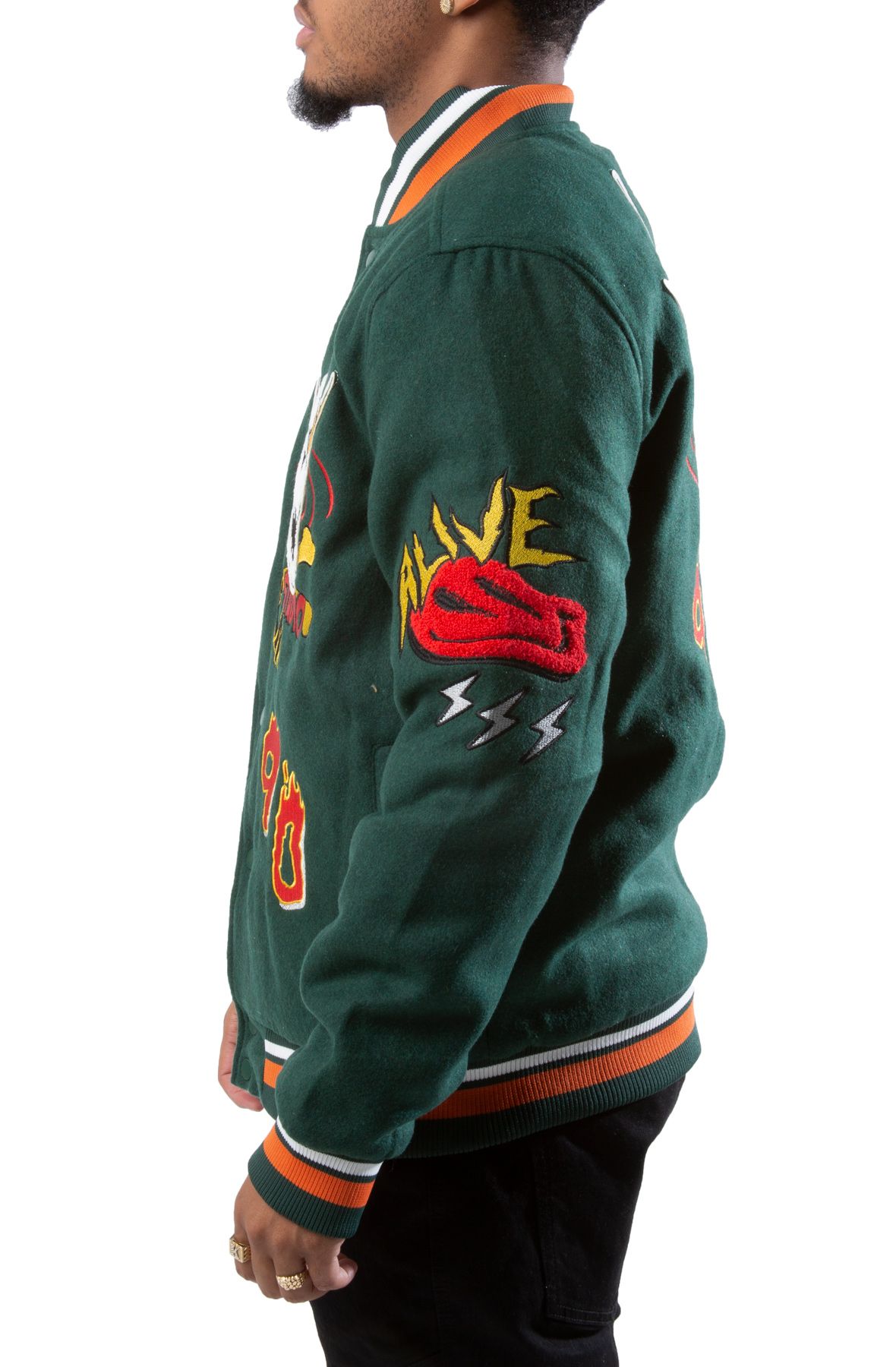 REBEL MINDS Madness Sketch Varsity Jacket 112-543GRN - Shiekh
