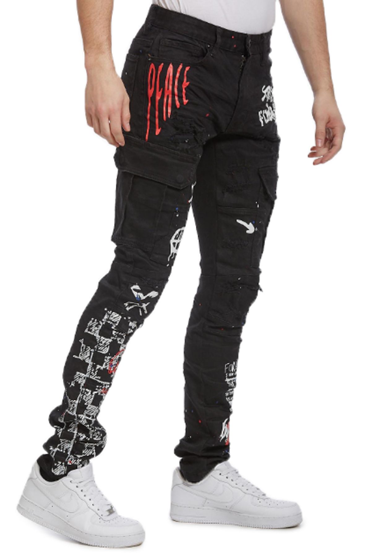 SMOKE RISE Graph Cargo Pants STP21158BLK - Shiekh