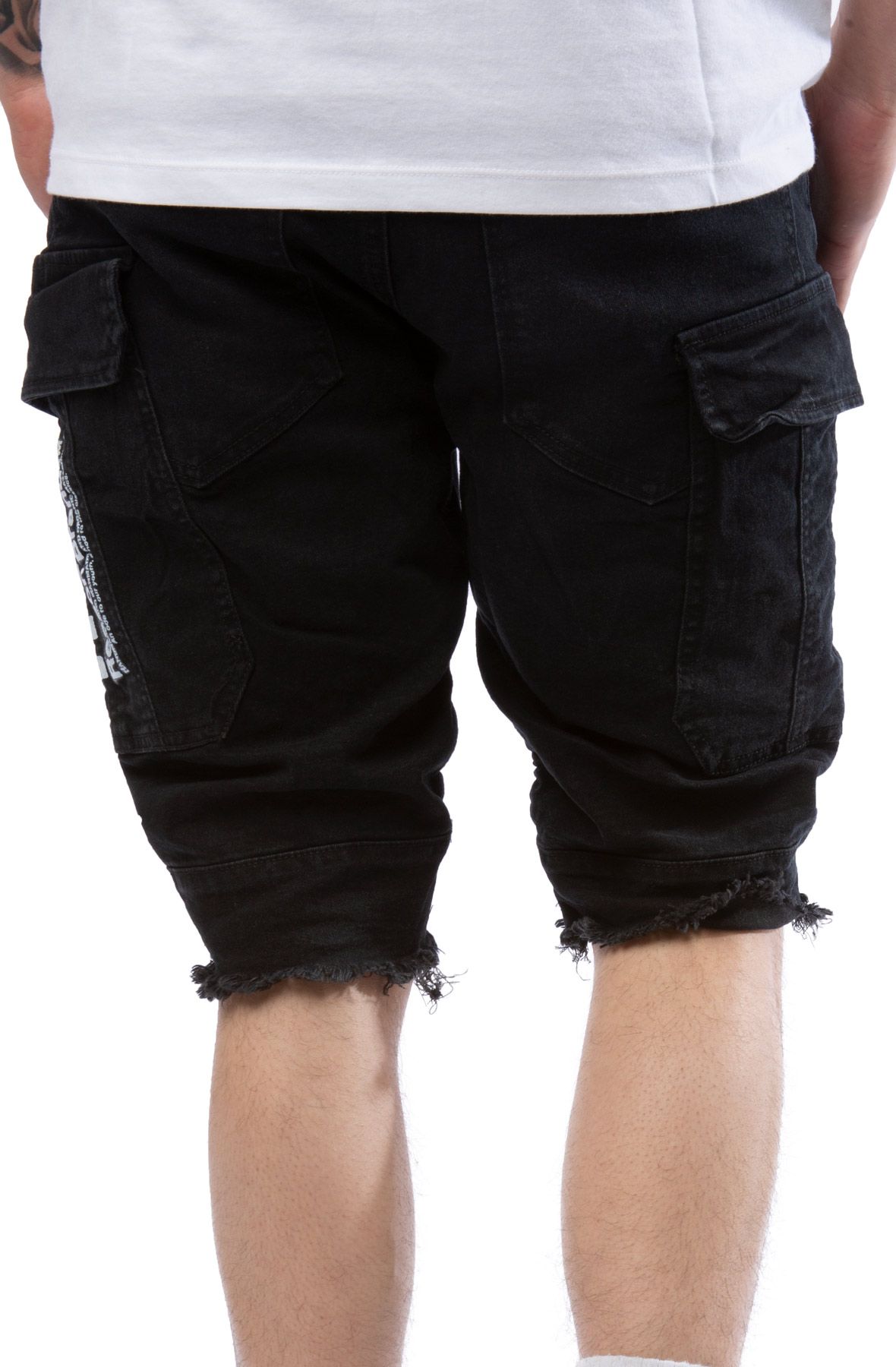 REASON Blocker Denim Cargo Shorts A1767BLK Shiekh