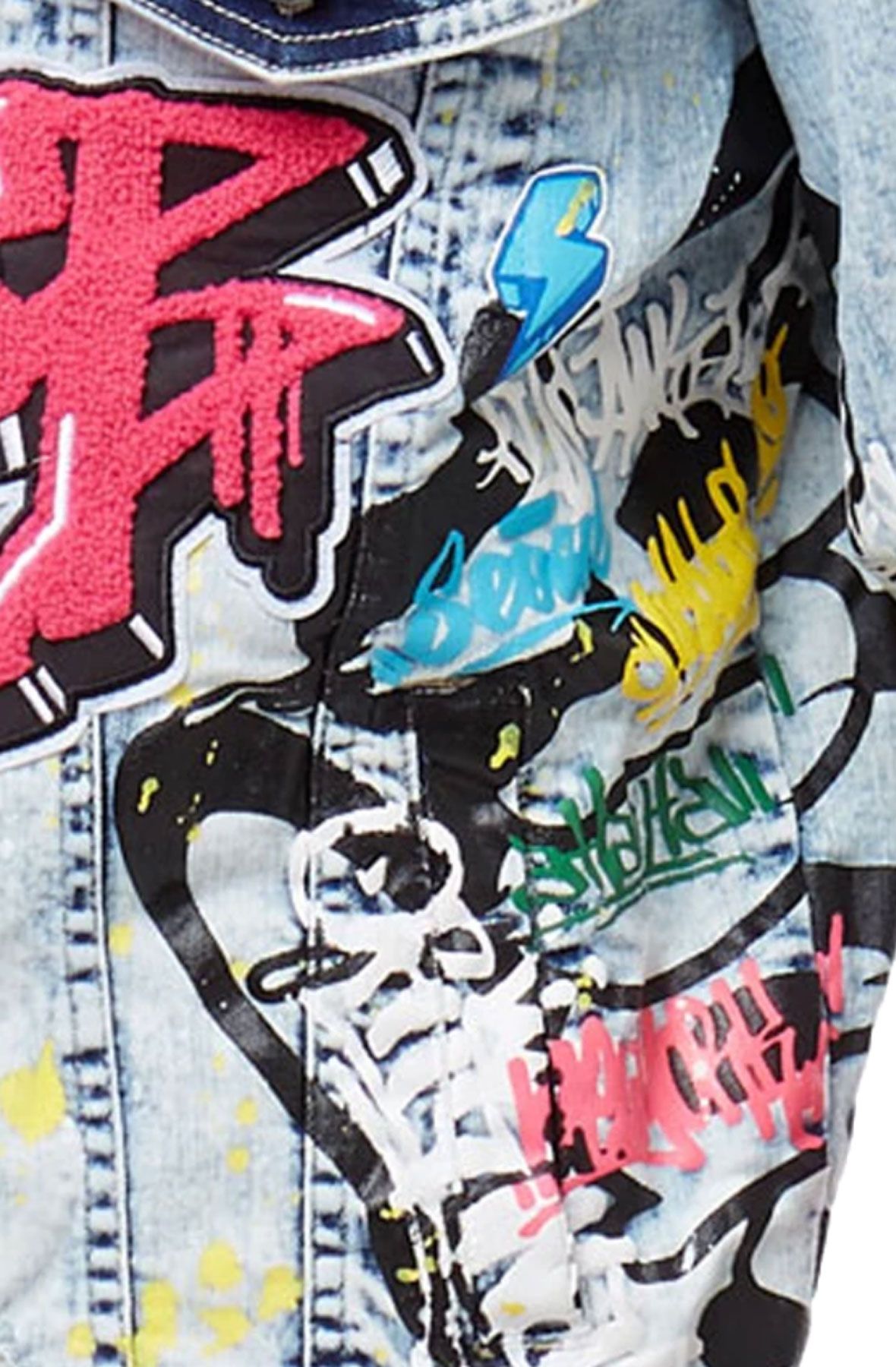 SMOKE RISE Graphic Bomb Denim Jacket JJ20348-ABLUE - Shiekh