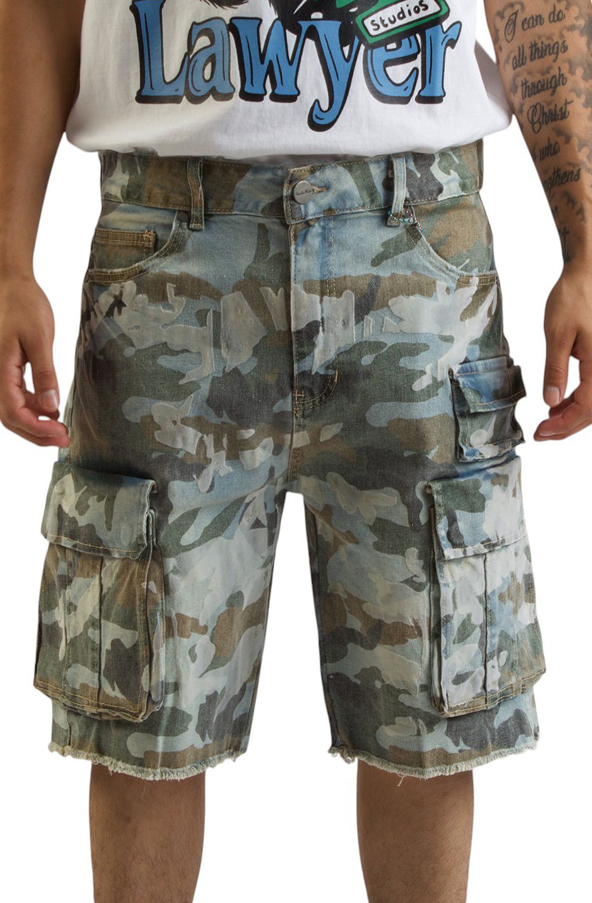 [LALAFOX] CAMO CARGO SHORTS /追跡付 Shop Smoke Rise Nylon Cargo Shorts WS24288SN-CAM camo