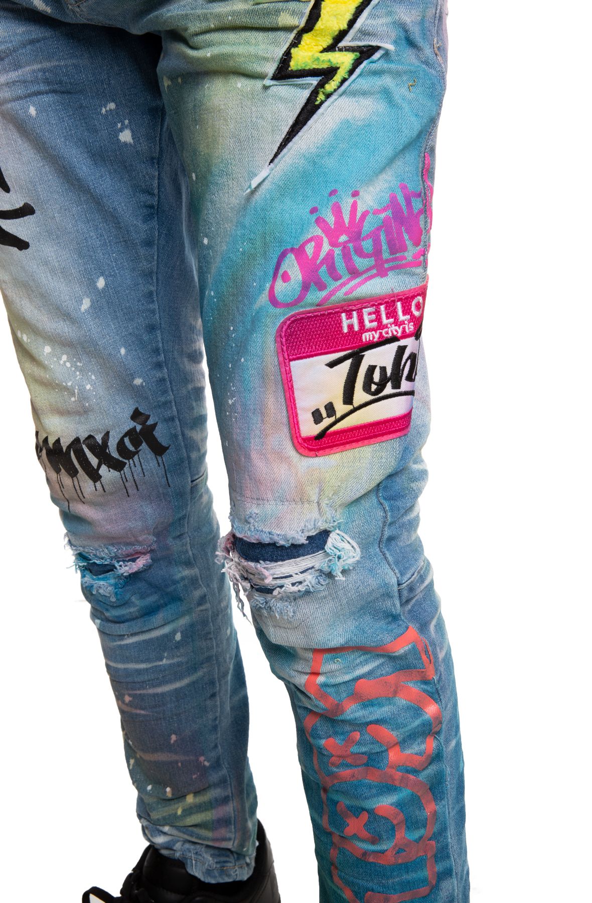 believe only graphic jeans