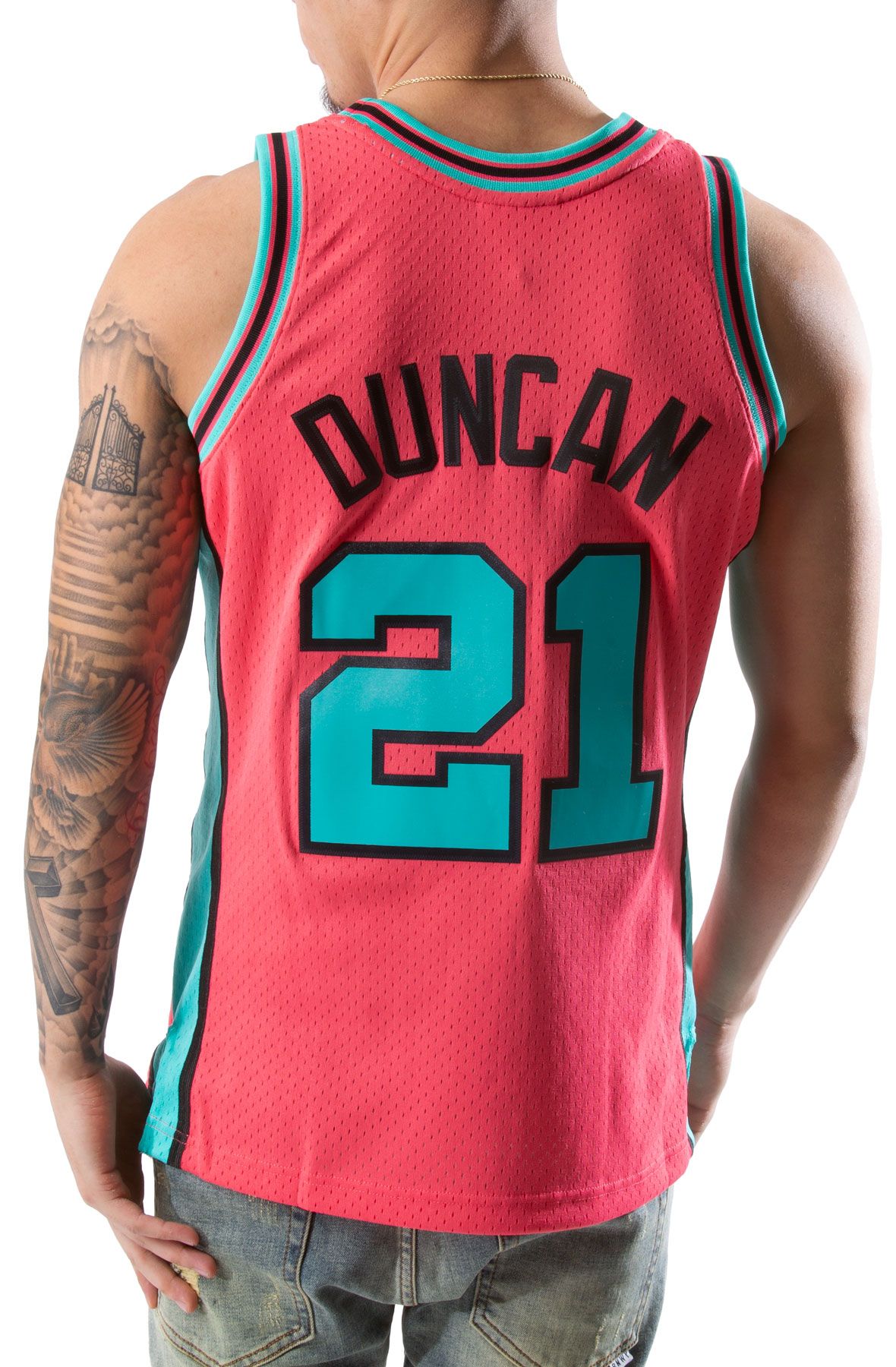 Tim Duncan - San Antonio Spurs Stitched Jersey 98-99 Fiesta Pink