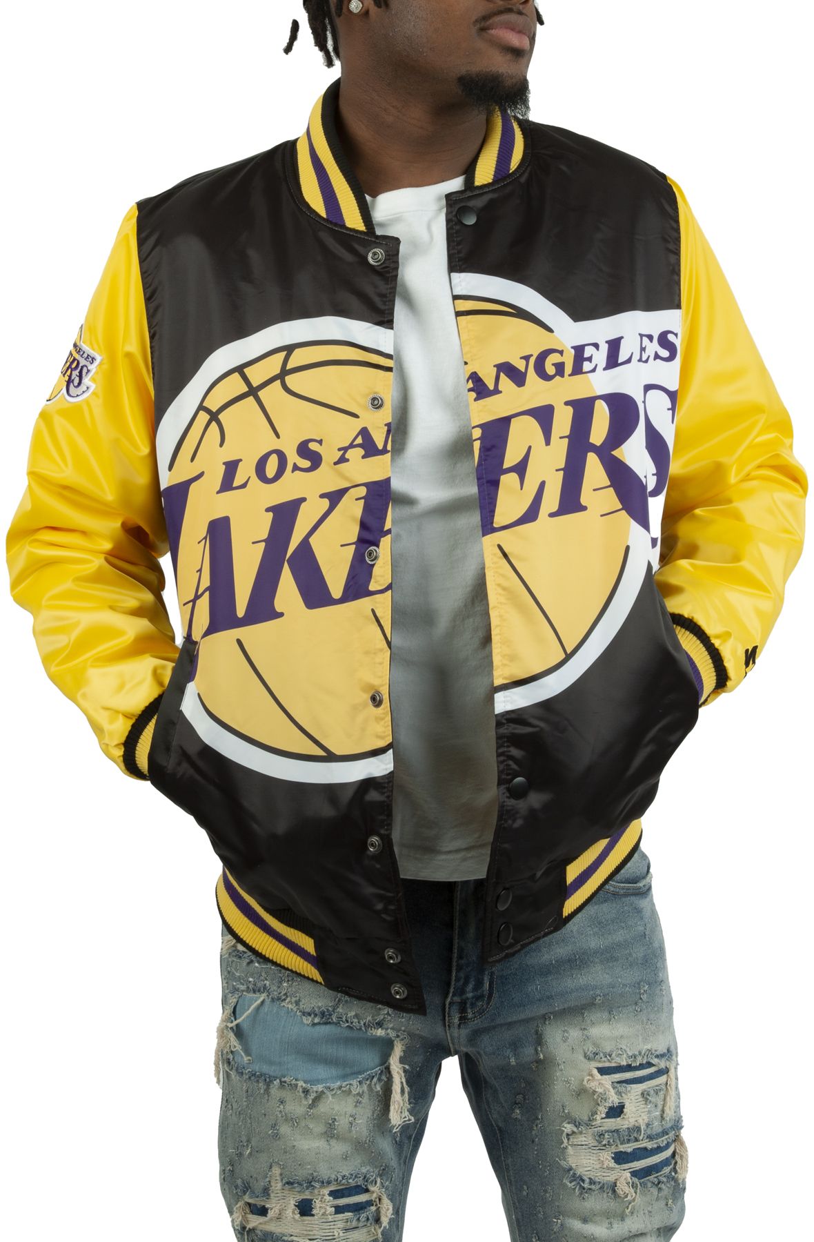 Starter Los Angeles Lakers Blown Up Logo Jacket Black/Yellow/Purple/White