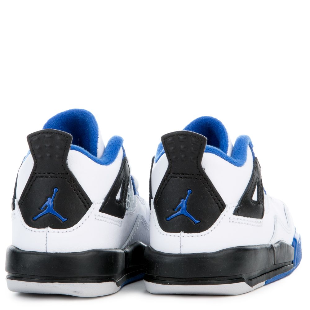 Top Air Jordan Retro 4 White Black Blue Shoes Sneakers 308500-117 Toddler Size 8C