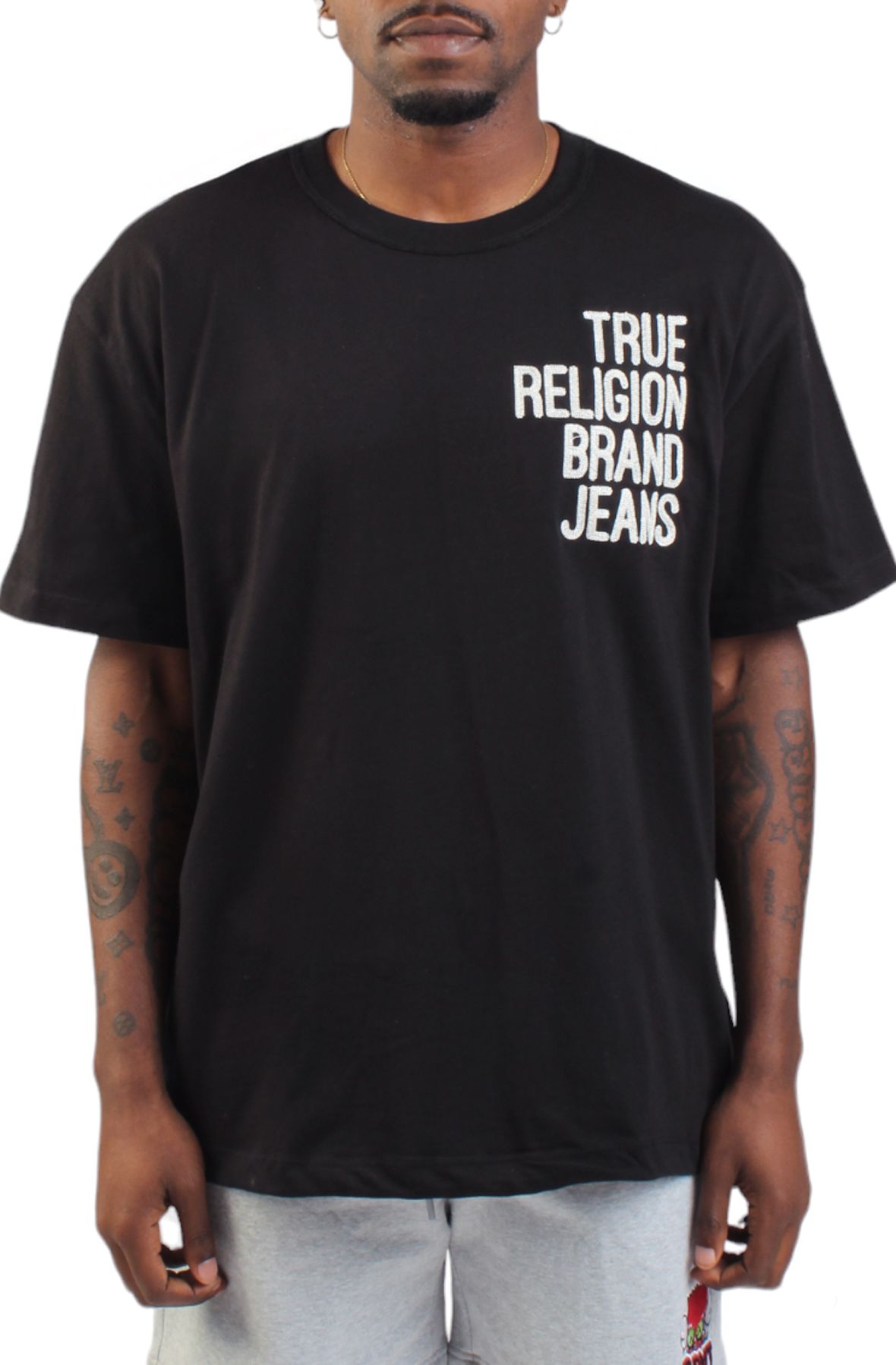 Tシャツ・カットソー [True Religion] Fence T-Shirt black/white Denim Exchange | True Religion Flock Tee - Jet Black - Denim