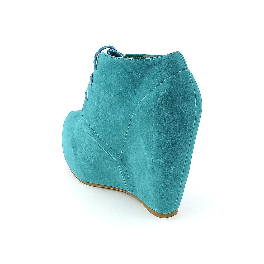 wedge lace up booties