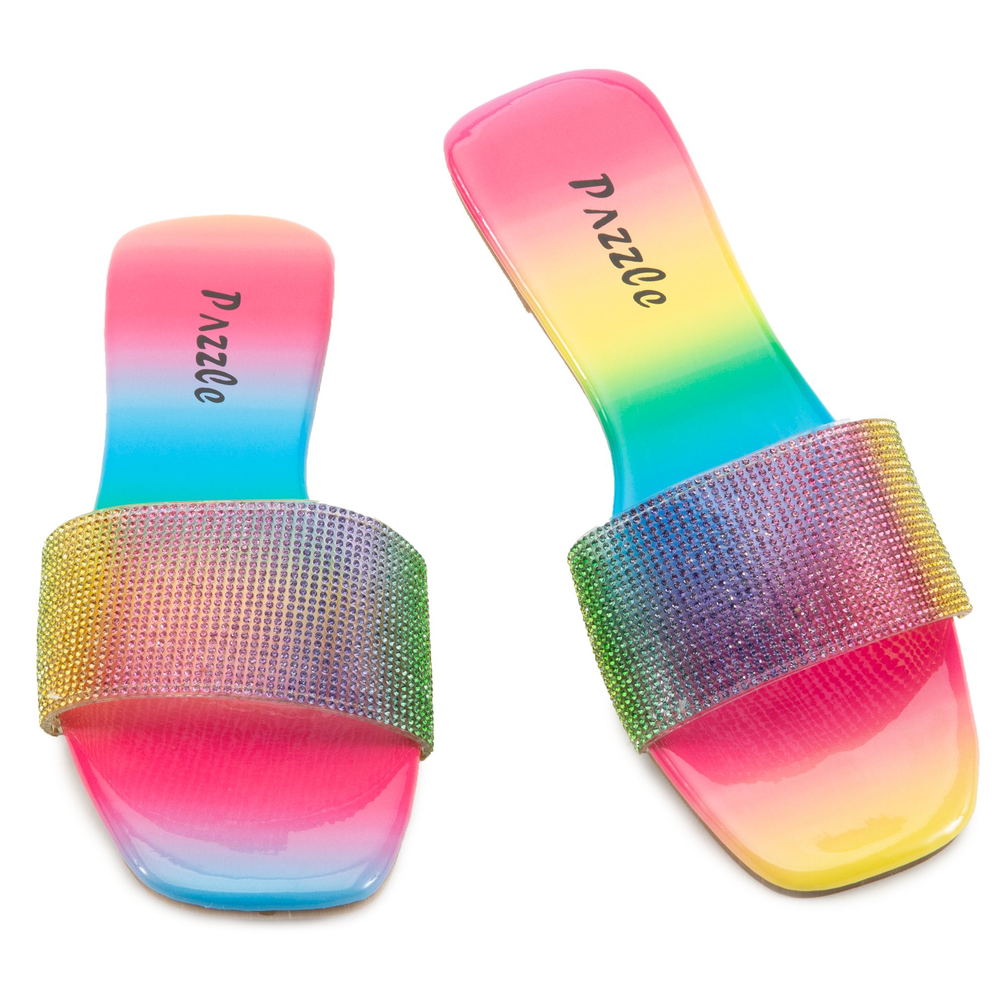 rainbow rhinestone sandals