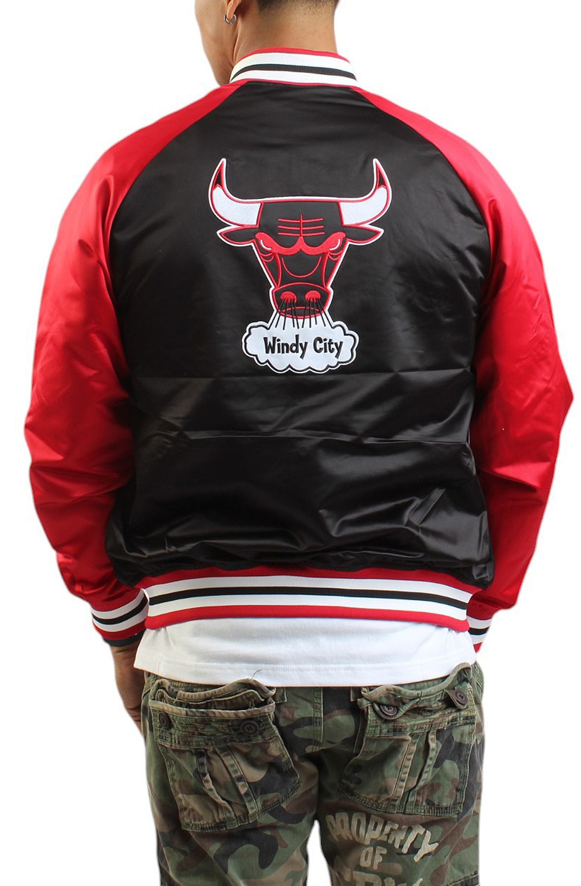 MITCHELL AND NESS NBA Chicago Bulls Vintage Logo Satin Jacket
