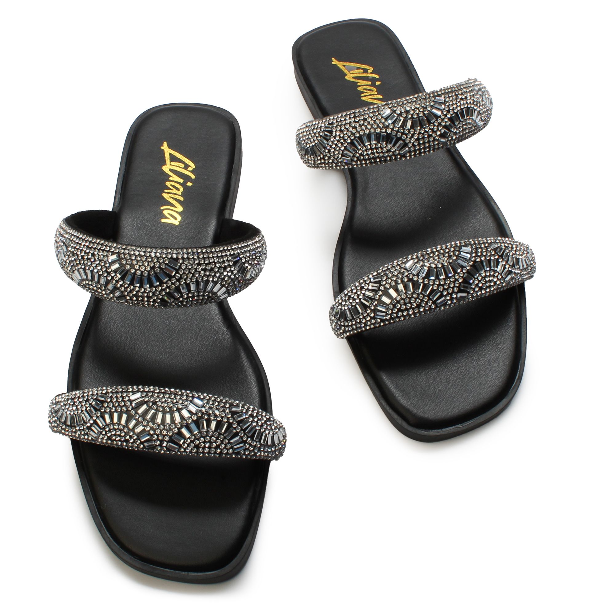 LILIANA Masa-2 Rhinestone Sandal MASA-2-BLK - Shiekh