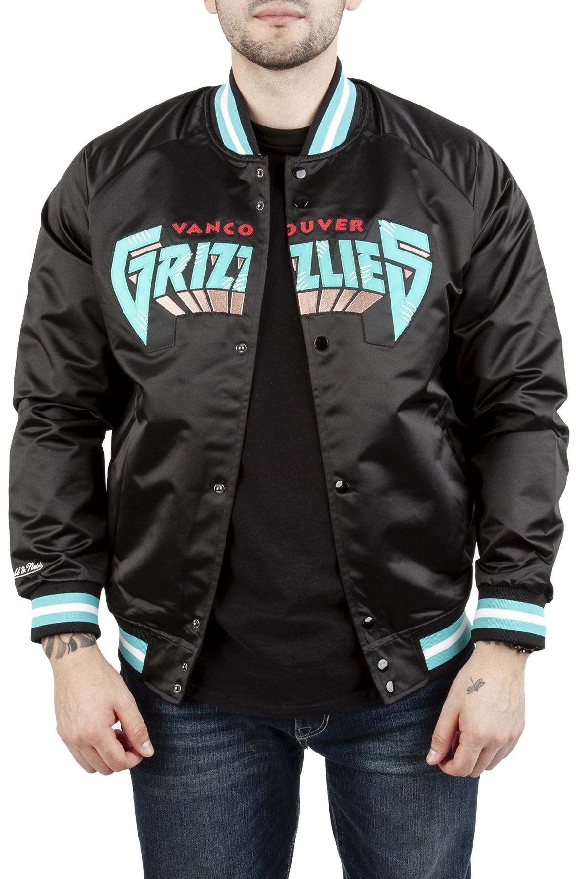 Maker of Jacket Fashion Jackets Navy and Light Blue Memphis Grizzlies Satin
