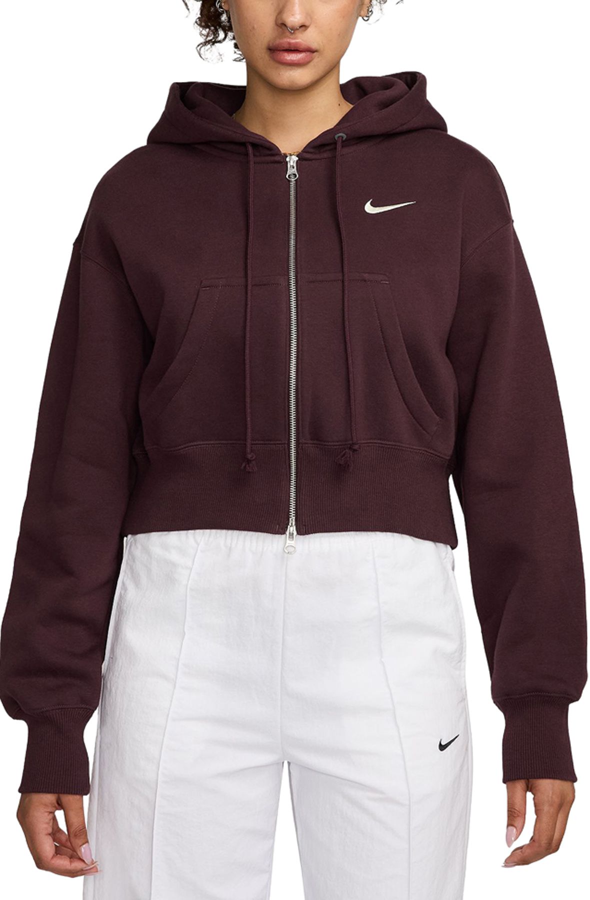 NIKE Sportswear Phoenix Fleece Loose Full-Zip Cropped Hoodie