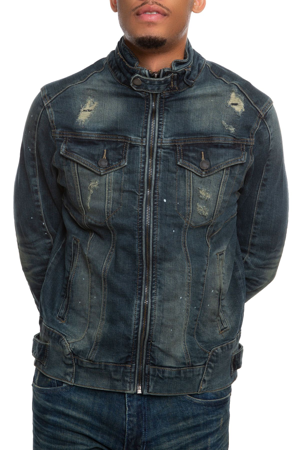 SMOKE RISE Zip Denim Jacket JJ9633 BW Shiekh