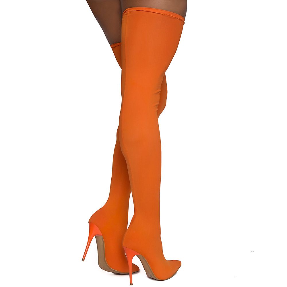 orange suede thigh high boots