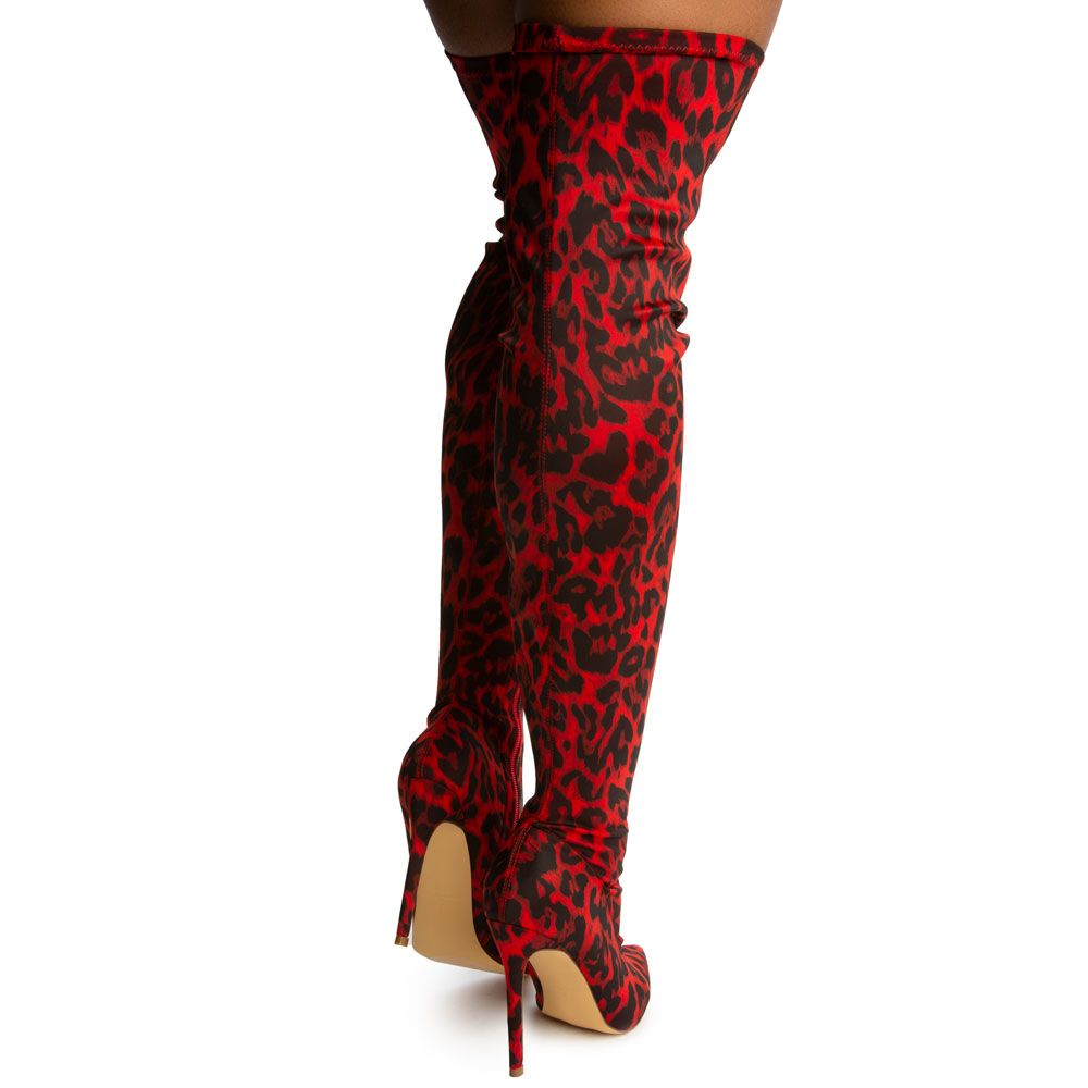 Giselle Leopard Print Thigh-high Boots