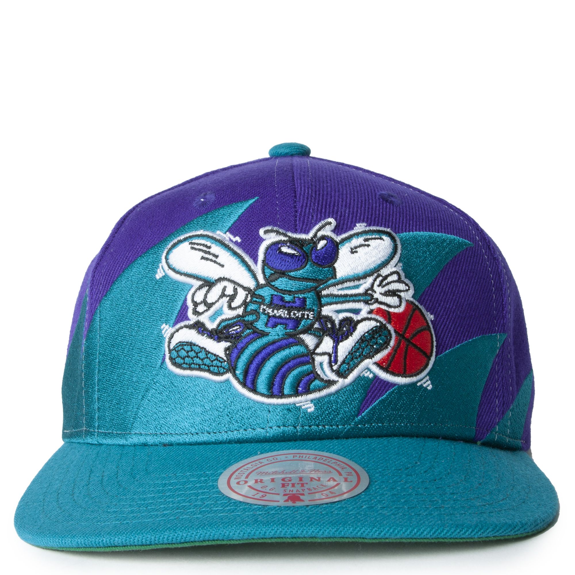 Mitchell & Ness Charlotte Hornets Snapback Hat - Purple/Black/Throwback -  Basketball Cap for Men