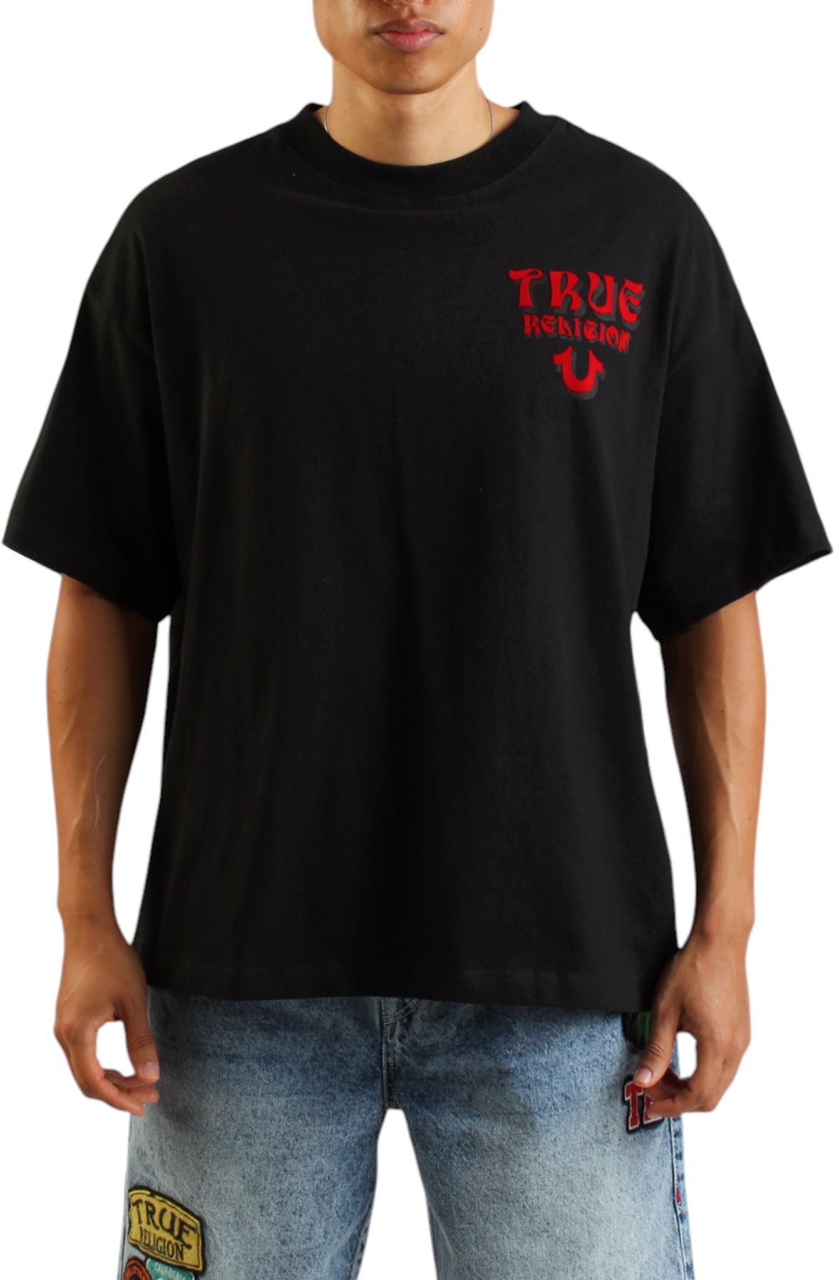 TRUE RELIGION Flocked Logo Oversized T-Shirt 109297-1001