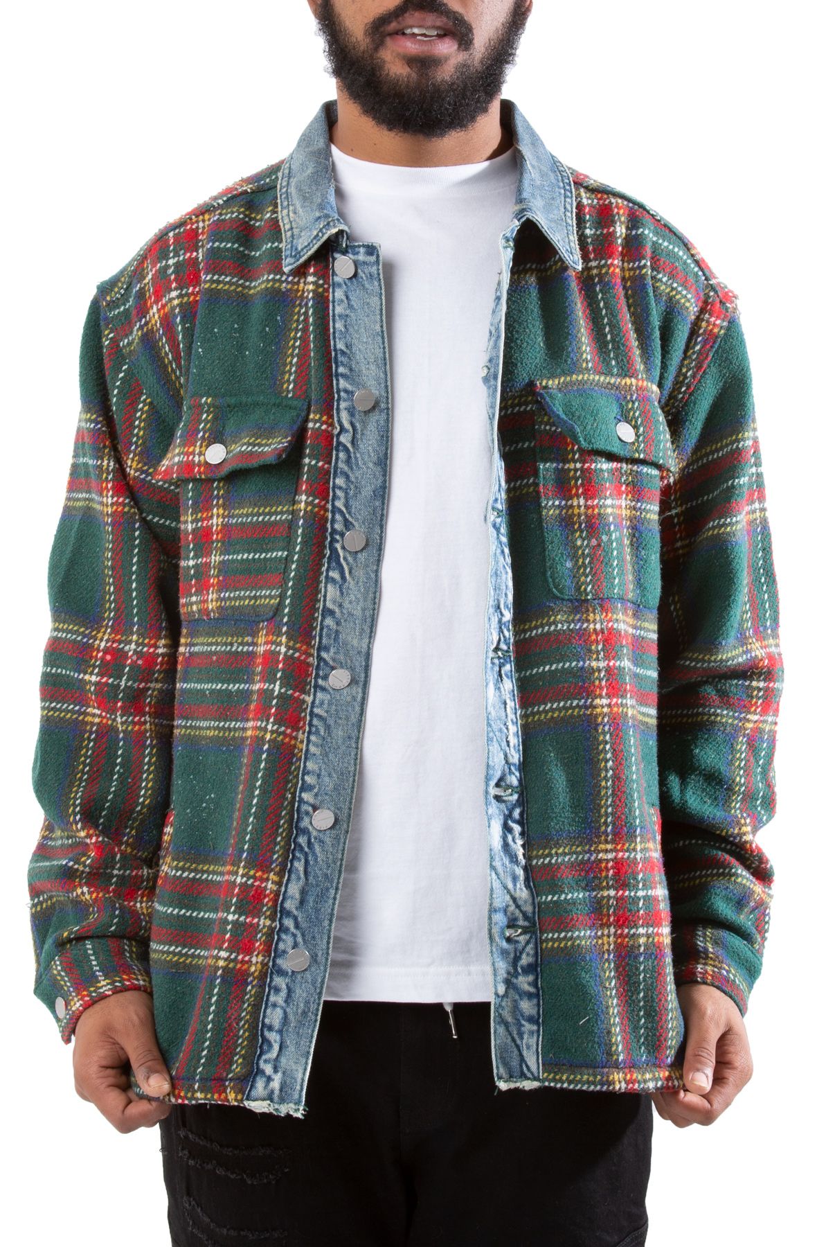 Lumber Heavy Flannel Shacket FRJ2007-GRN - Shiekh