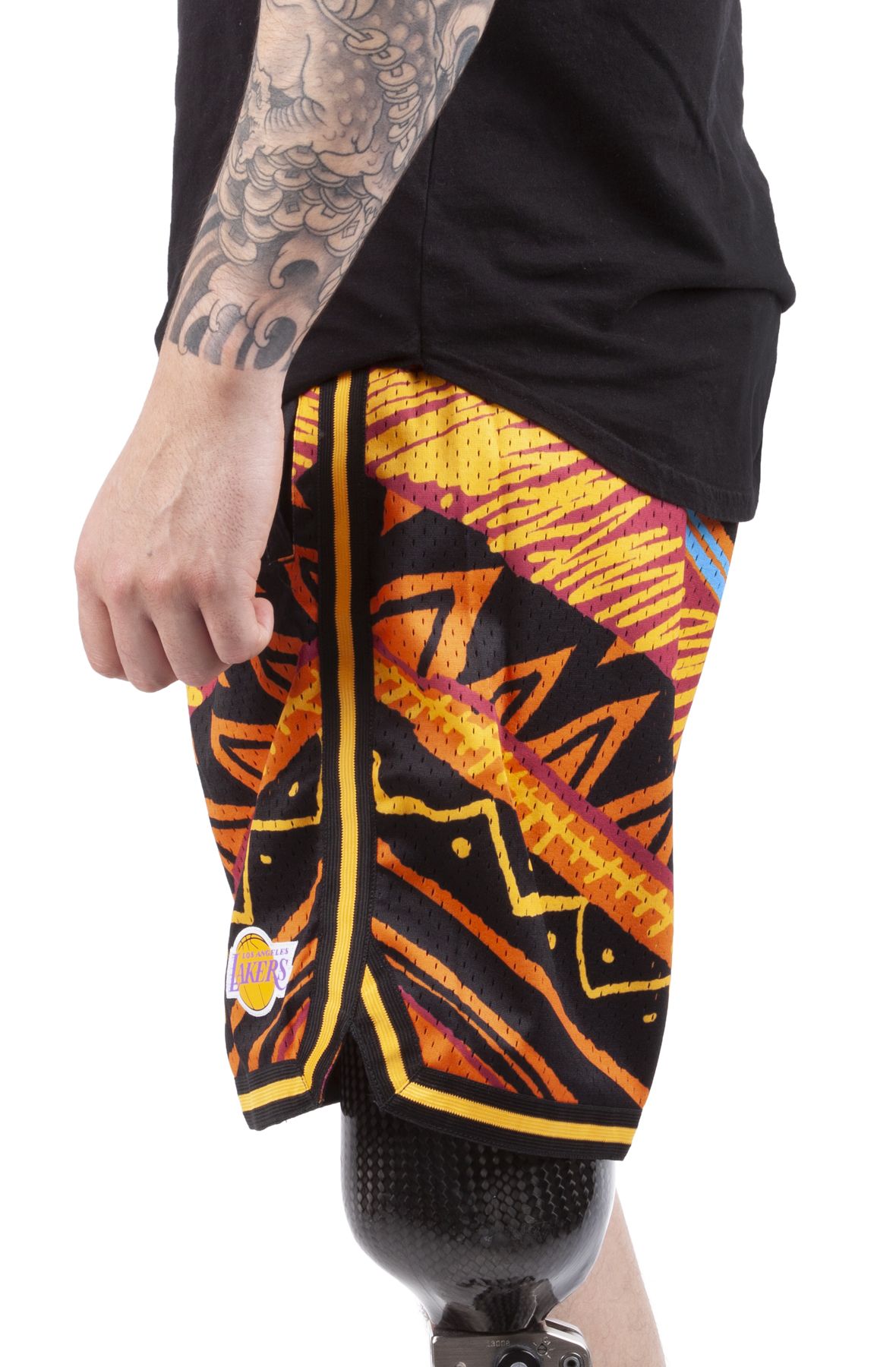 MITCHELL AND NESS Lakers Game Day Tribal Pattern Shorts PSHR4837 ...