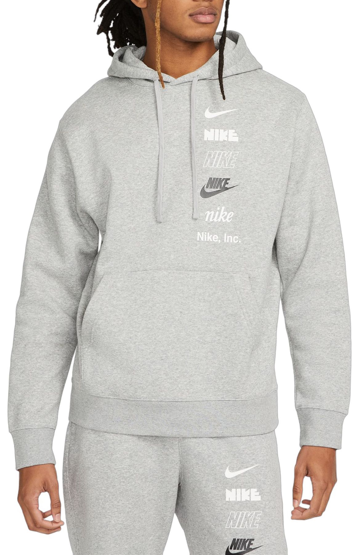 NIKE Sportswear Club Fleece Mens Pullover Hoodie - HEATHER GRAY