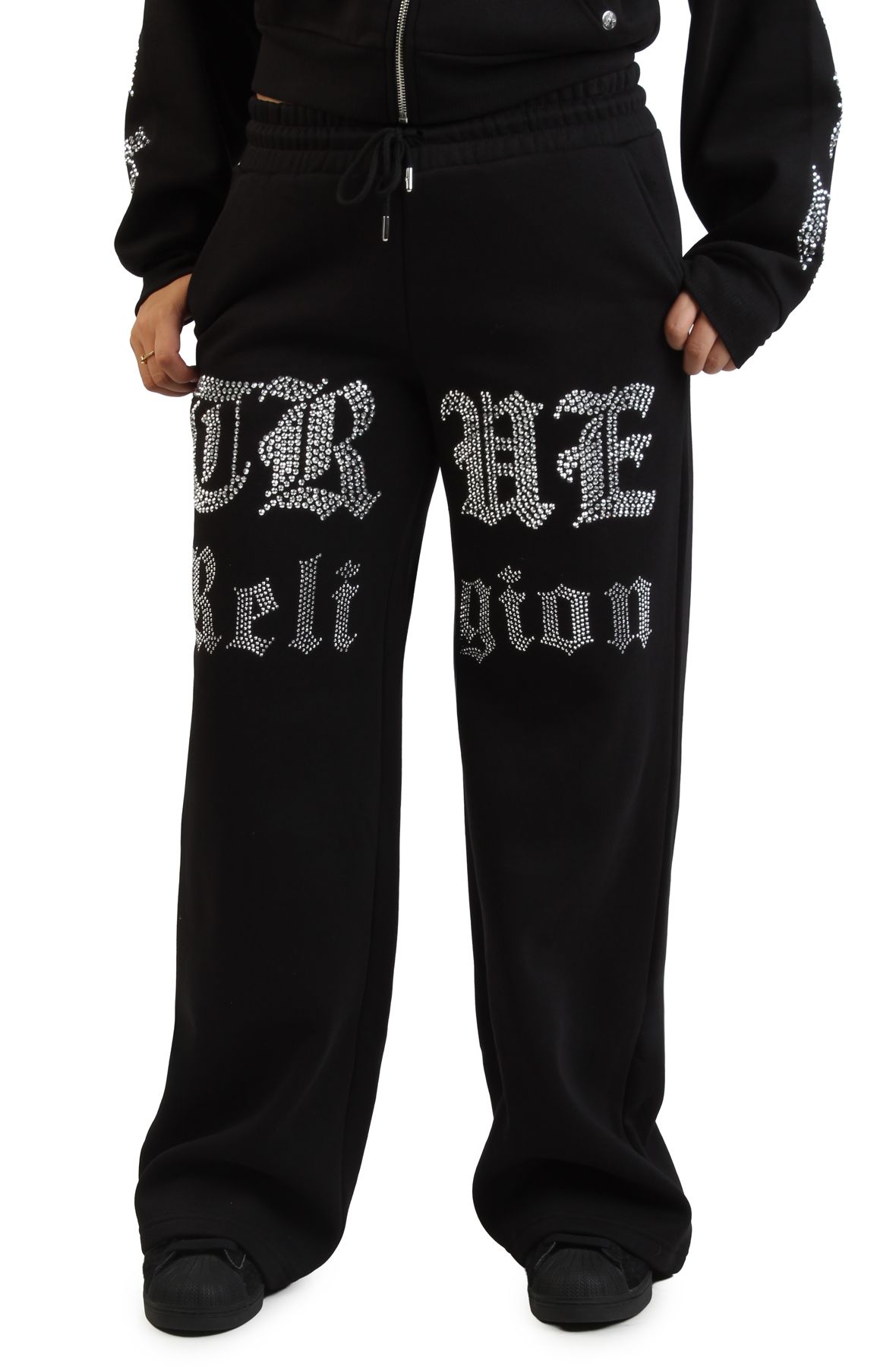 TRUE RELIGION Crystal Script Wide Leg Sweatpant 209710-1001 - Shiekh