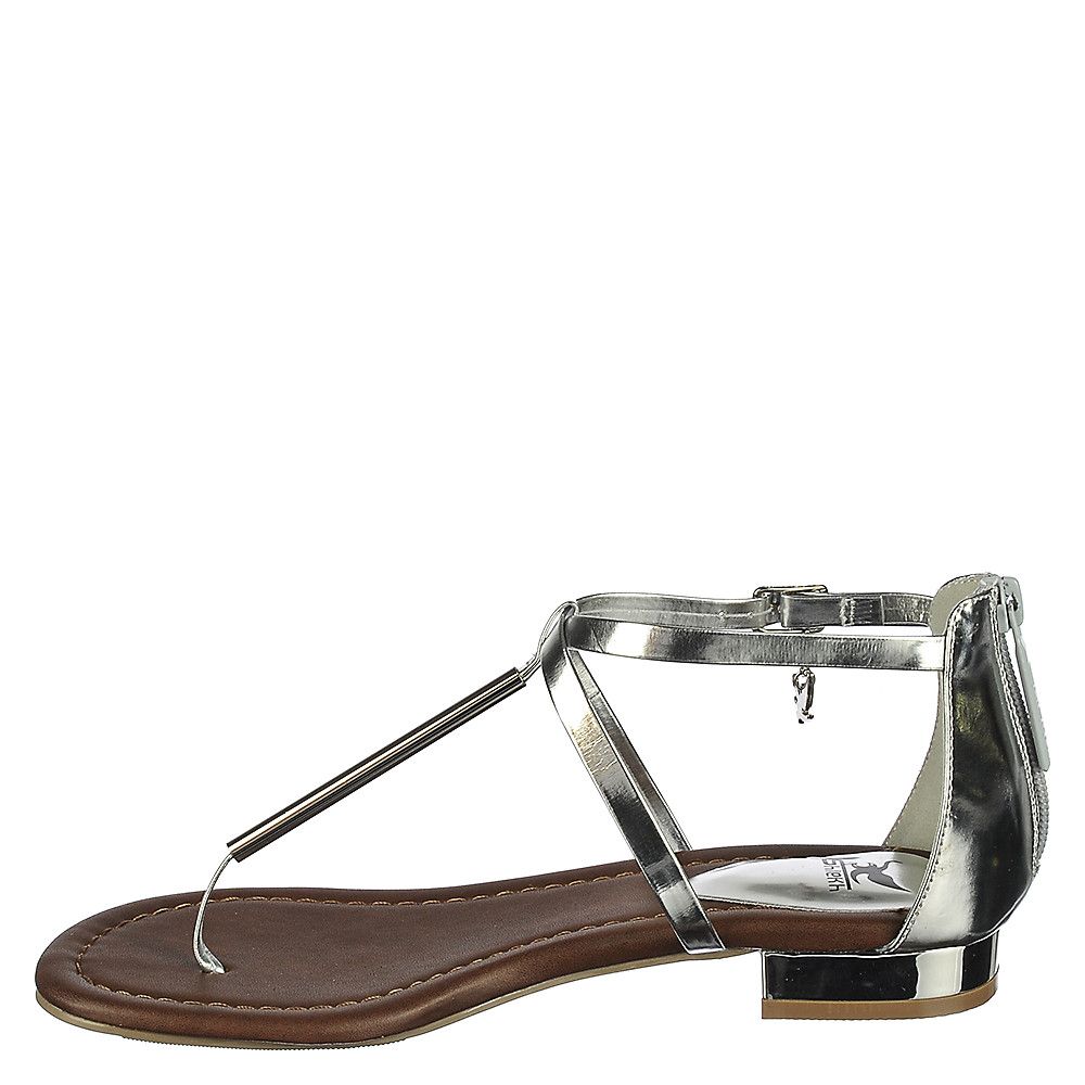 silver thong heeled sandals