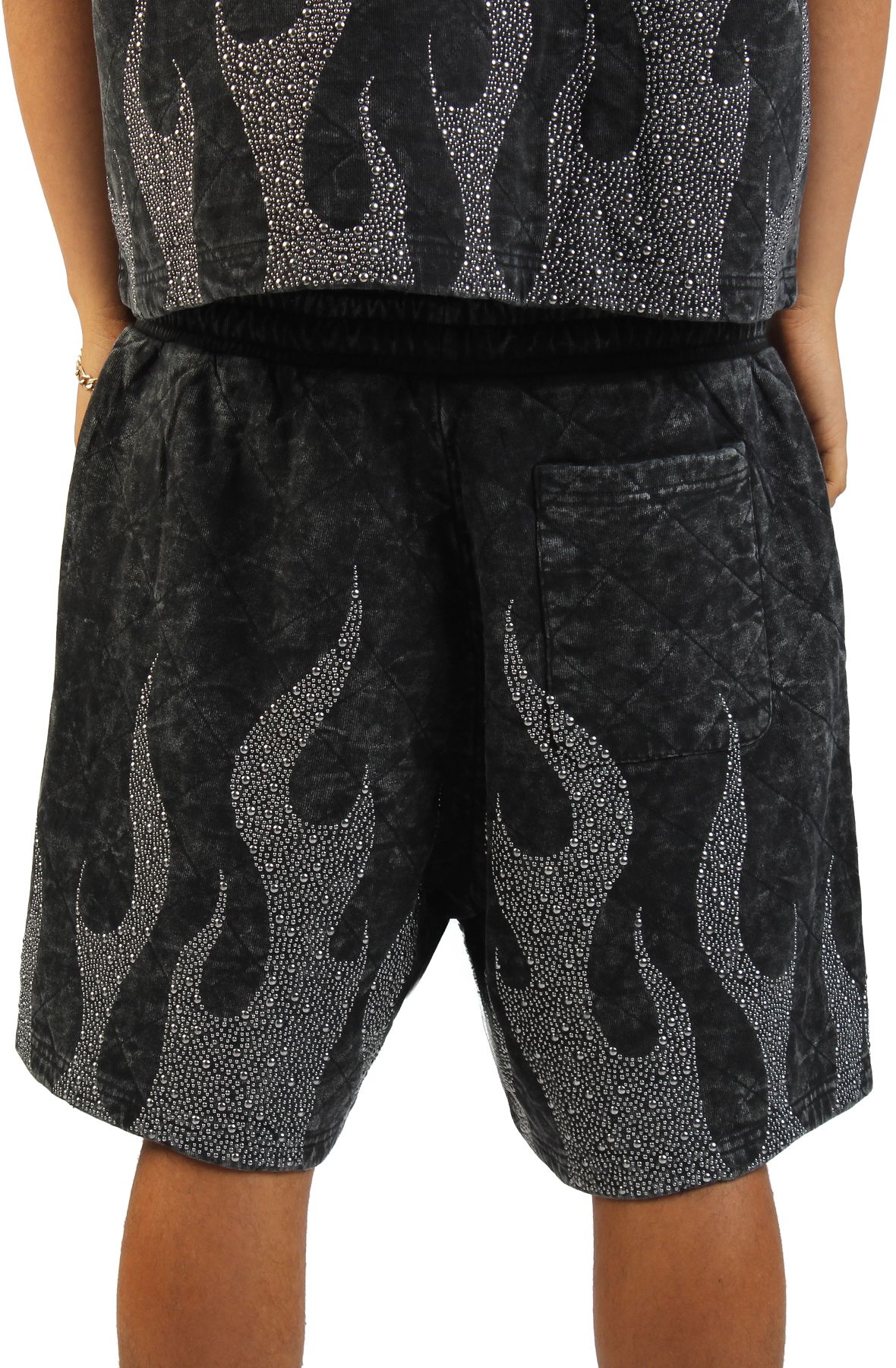 RARE PEACE Flame Grid Short RS5048-BLK - Shiekh