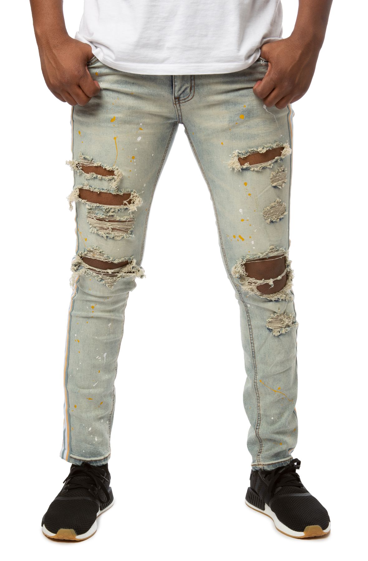 KDNK Noriega Striped Side Panel Jeans 