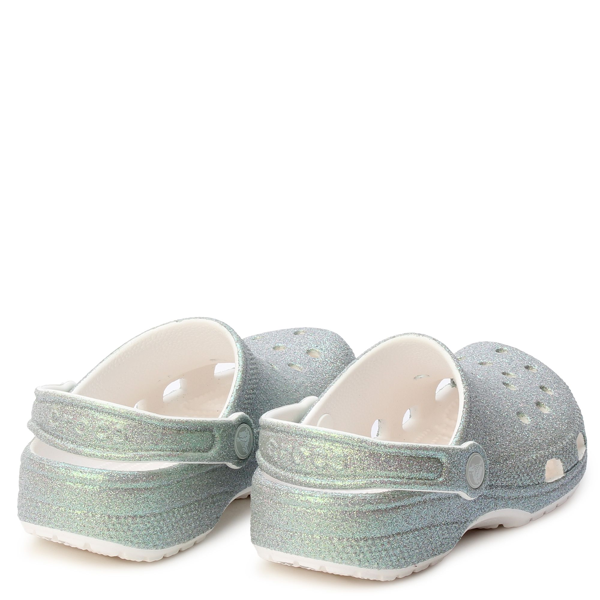 YA−MAN GR13W CROCS Grade-School Iridescent Glitter Classic Clog 210986-100 - Shiekh