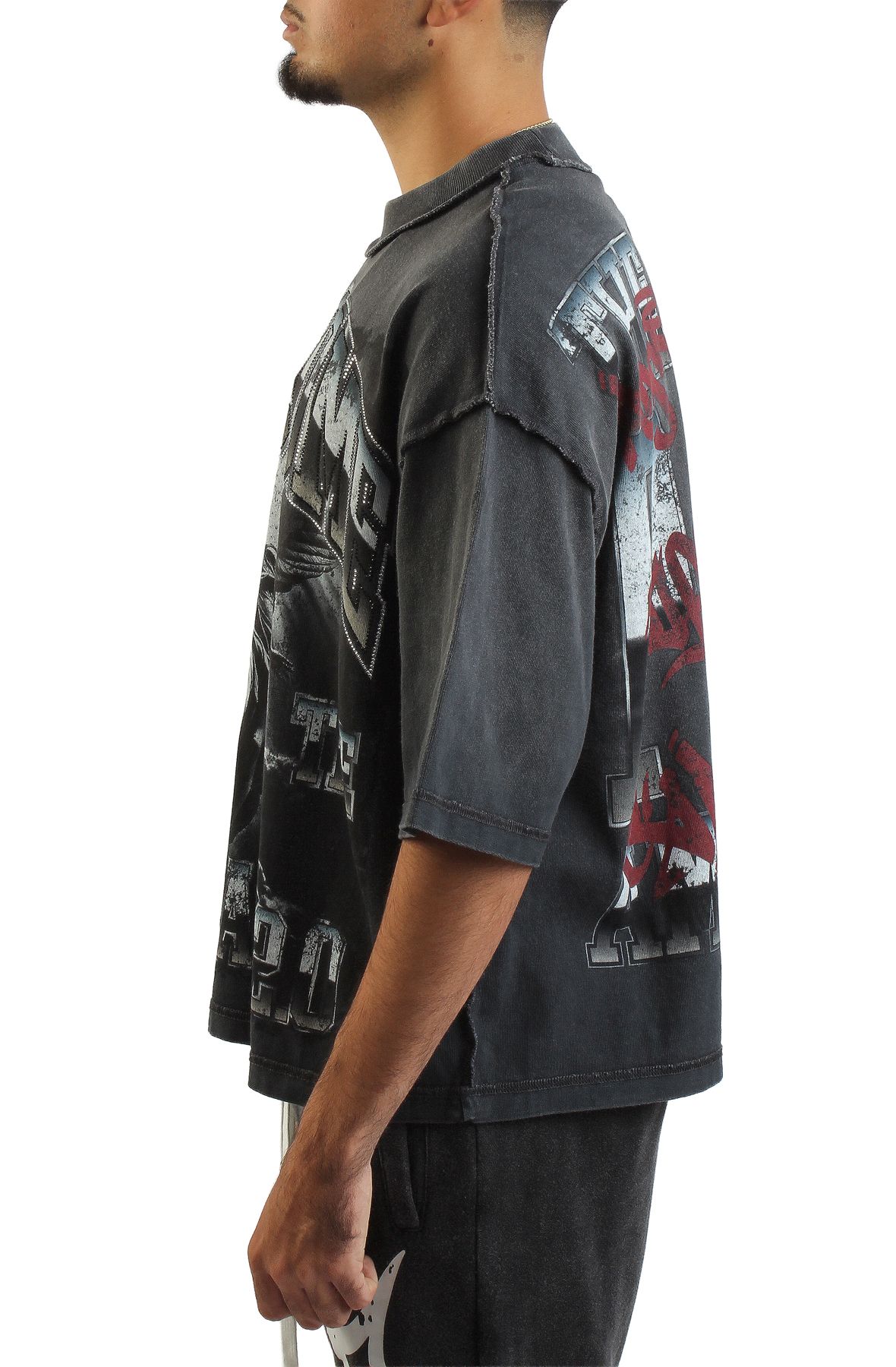 RARE PEACE Welcome Dark Ages Crop T-Shirt RT5002-GREY - Shiekh