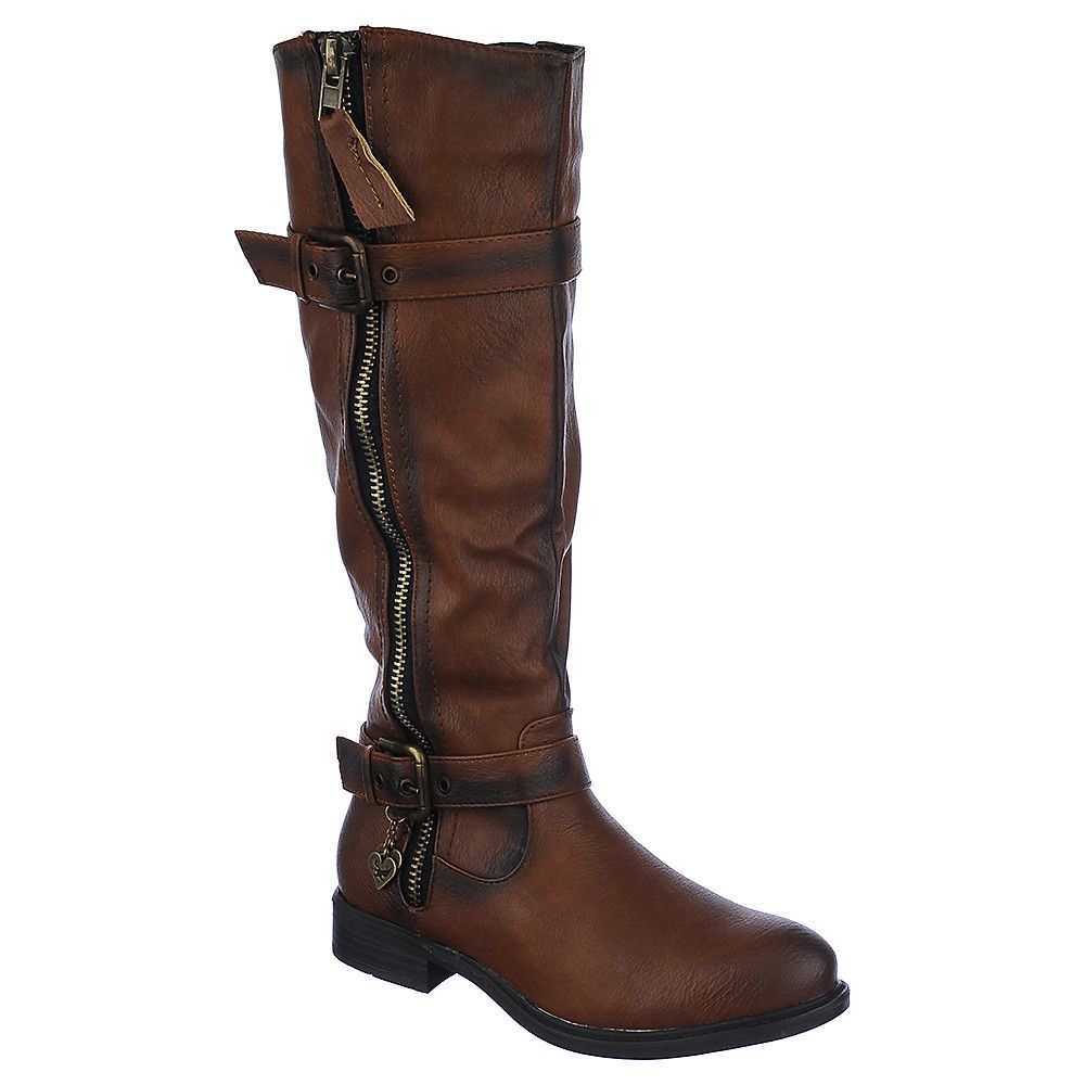cognac knee high leather boots