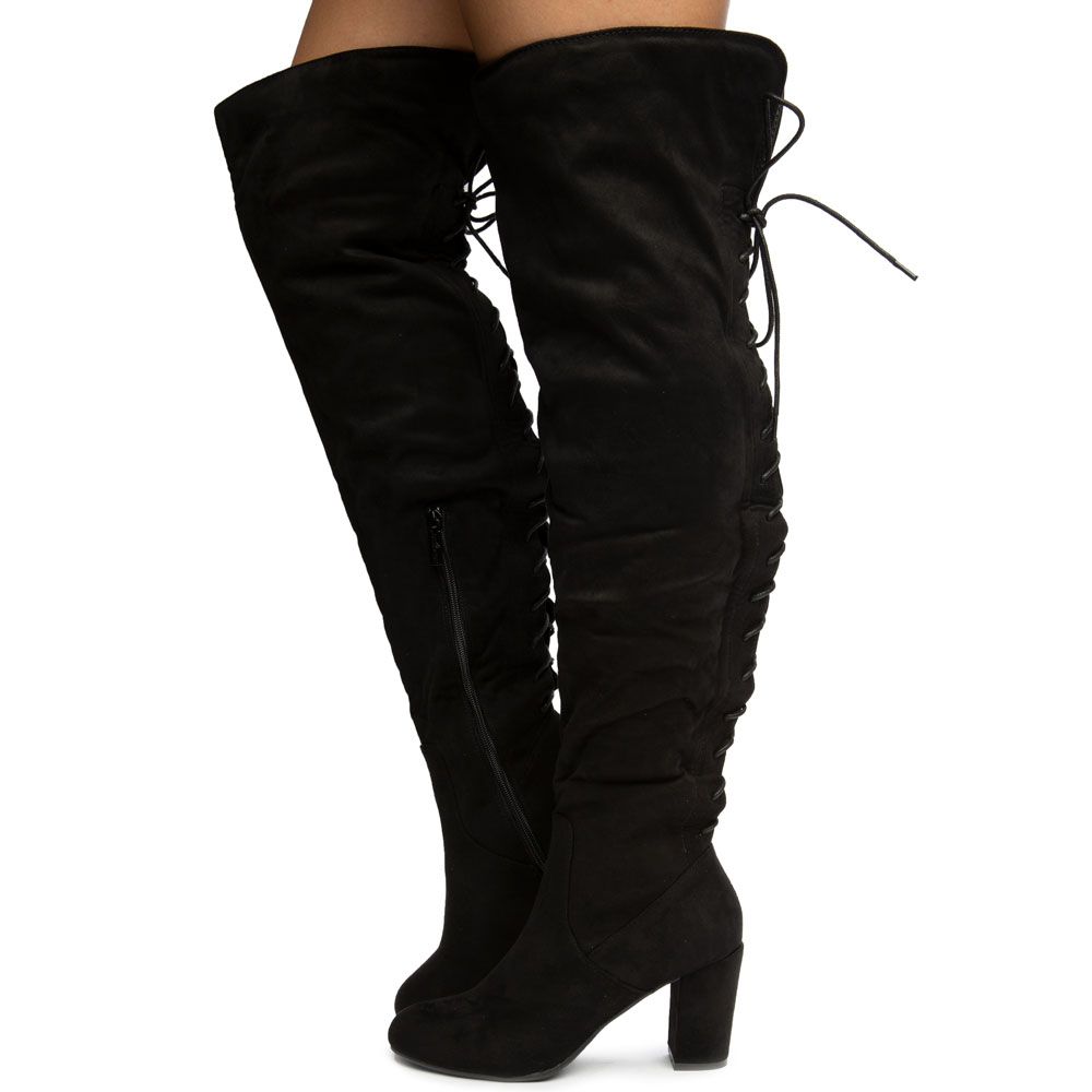thigh high black boots for women